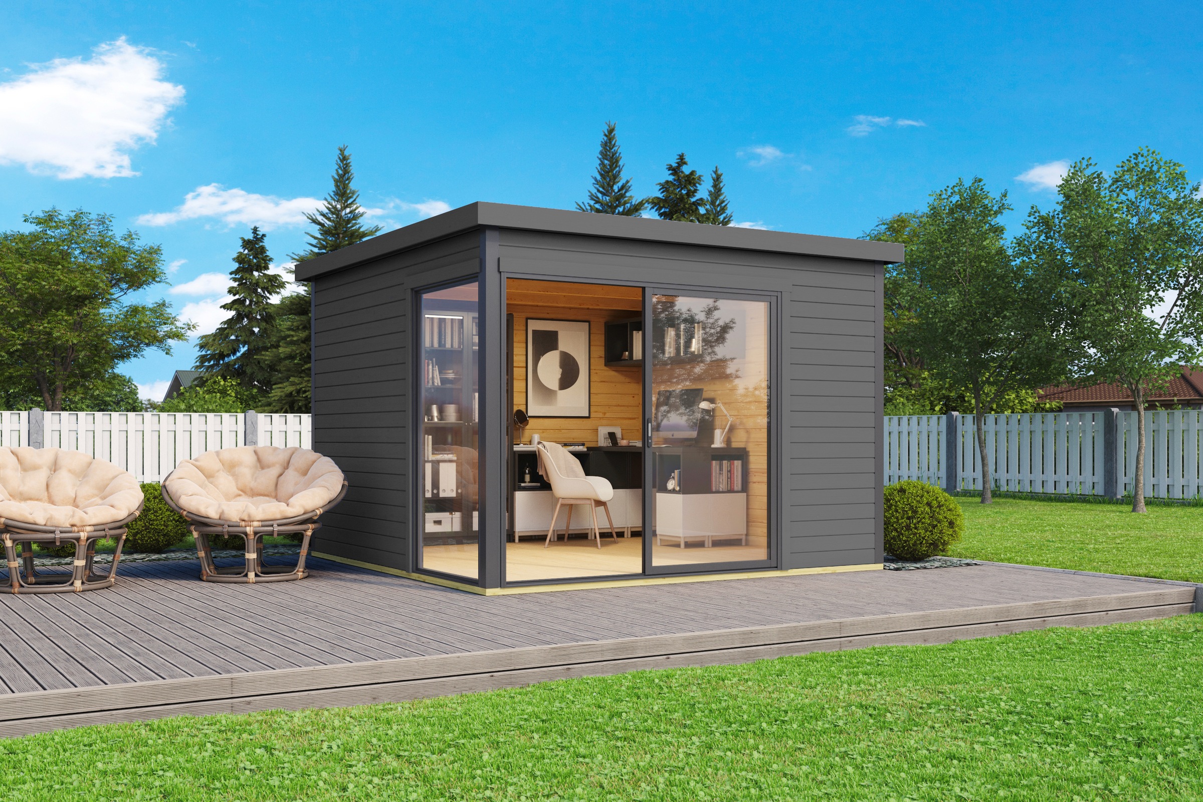 LASITA MAJA Gartenhaus "DOMEO 1 CARBONGRAU/ANTHRAZIT" Fundamentmass 3000 x günstig online kaufen