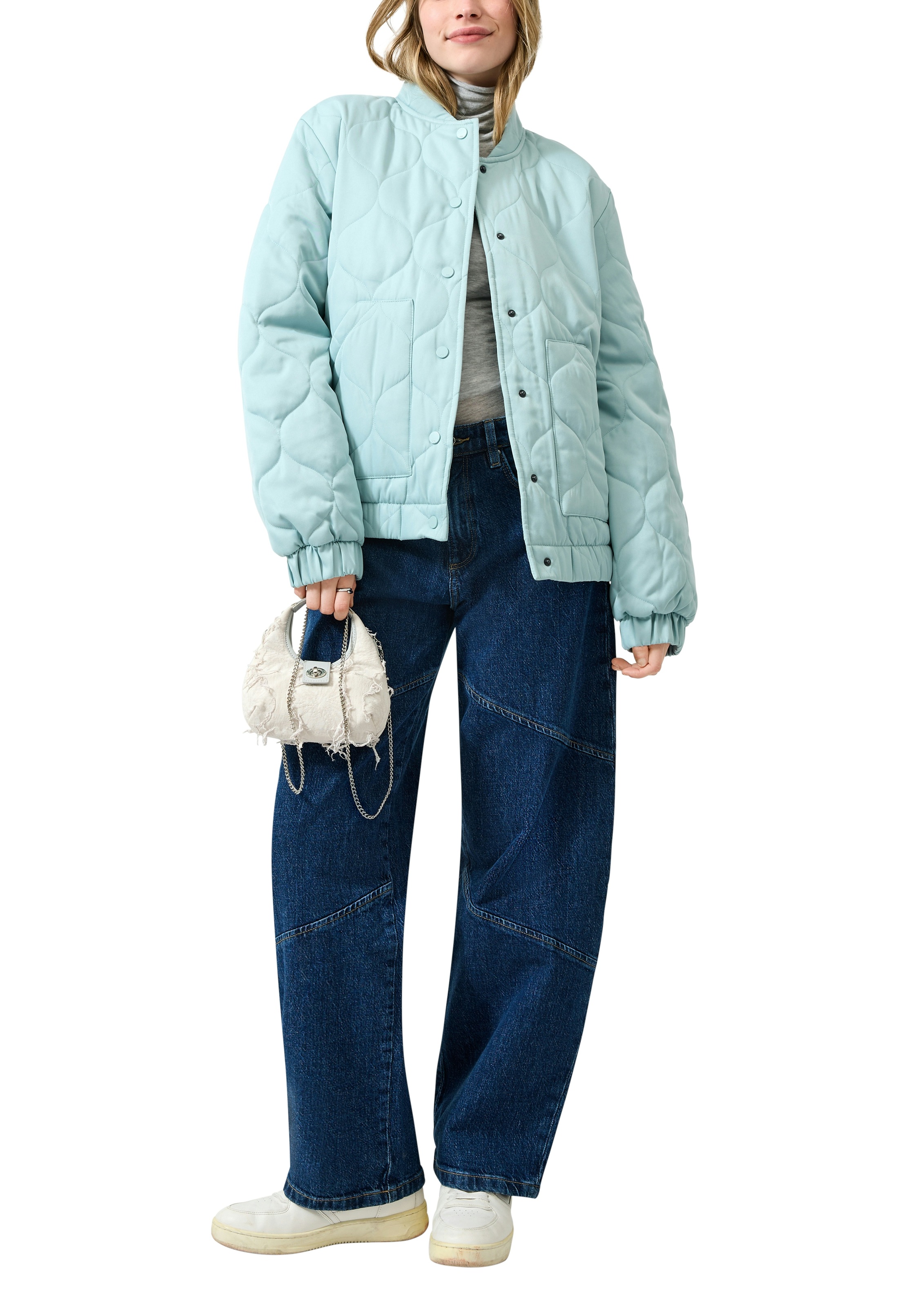 Thumbnail - QS Steppjacke ohne Kapuze im Blouson-Style und mit Druckknöpfen