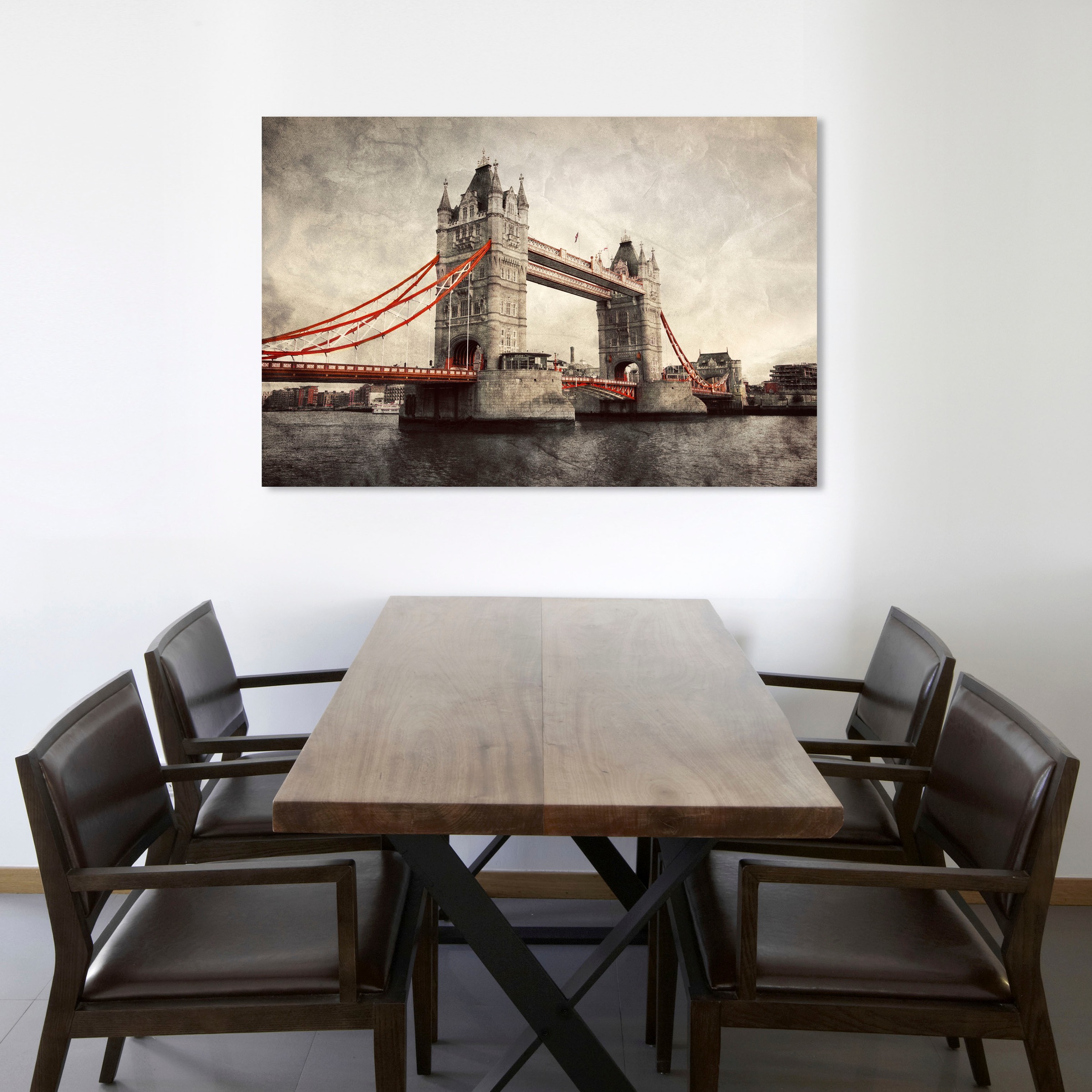 queence Leinwandbild »Tower Bridge«, London-Schwarz-Weiß-Kunst-Modern-Brücken-Rain-Städte-Großbritannien, Premium-Leinwandstoff, Handarbeit aus Deutschland