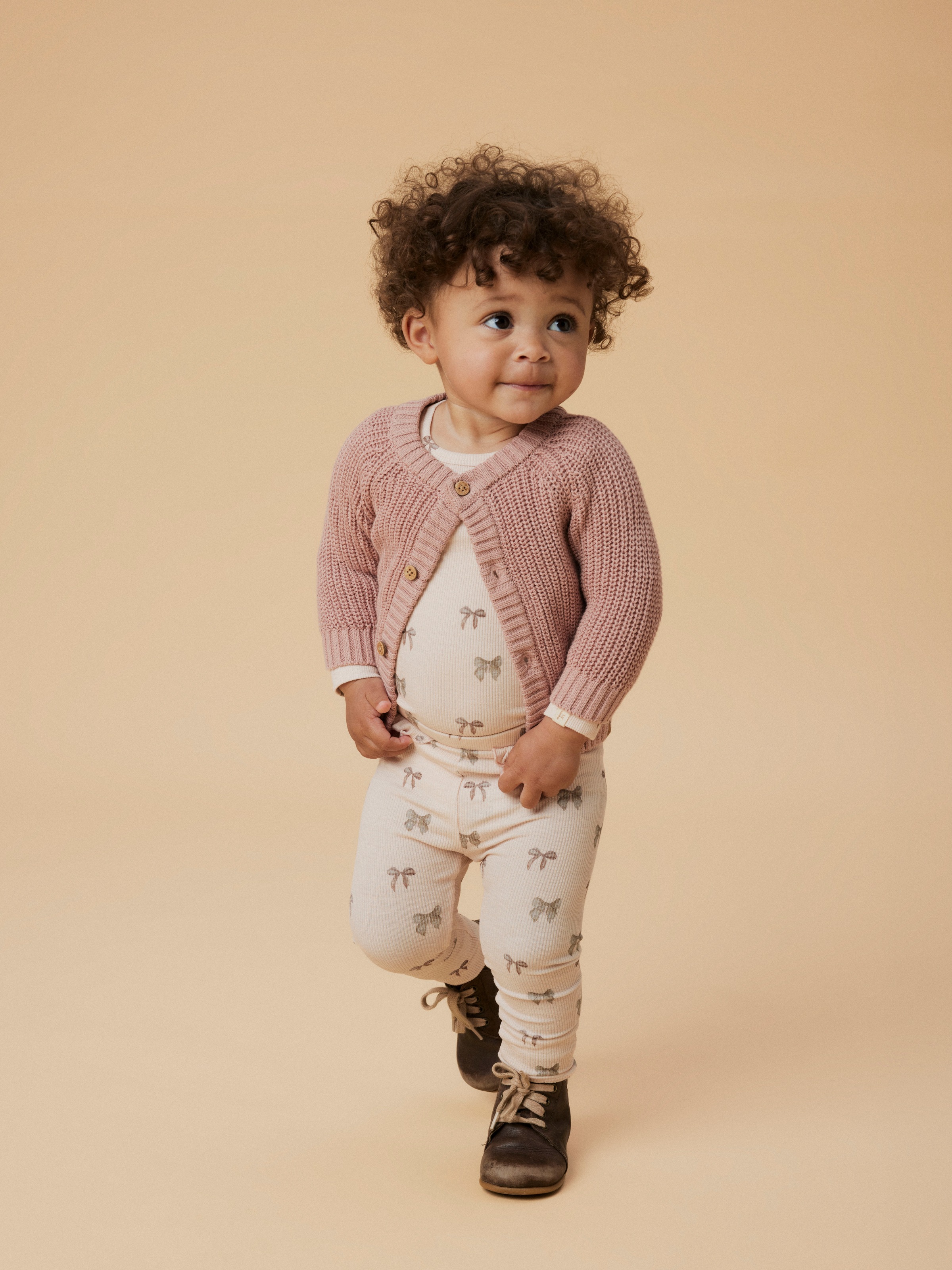 Lil' Atelier Strickjacke »NBNEMLEN LS KNIT CARD LIL NOOS« weiche Baumwolle, Rippstrick