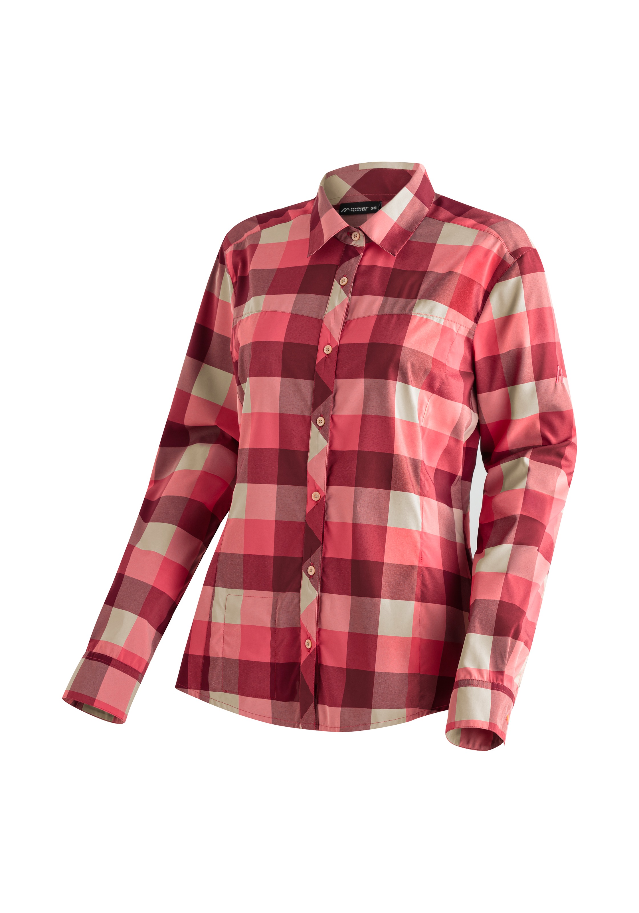 Maier Sports Funktionsbluse "Kendra L/S W" Damen Bluse, leichte Langarmbluse, Blusen-Shirt, Karobluse, Reg Fit