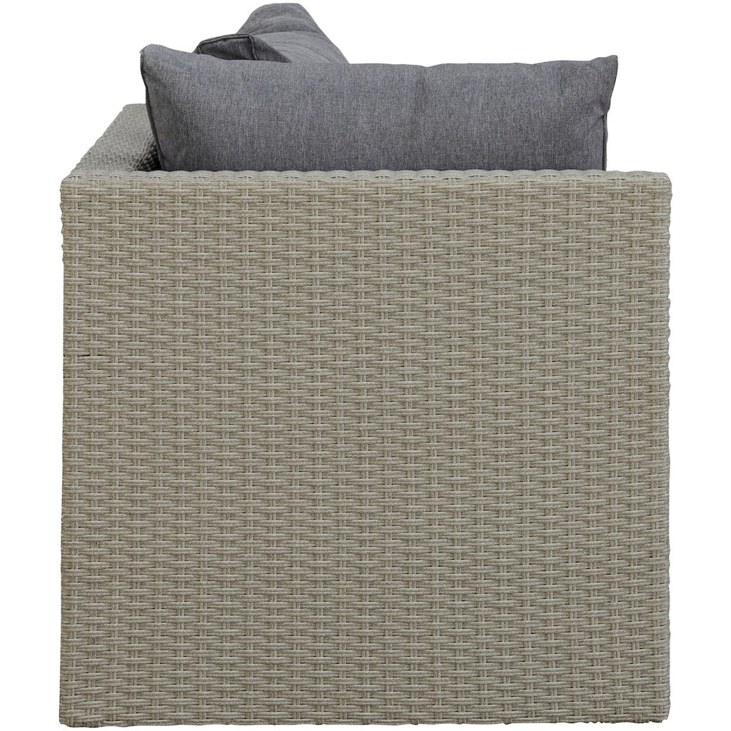 KONIFERA Gartenlounge-Set »Dallas«, (Set, 13 tlg., 2xSessel, 2xHocker, 1xTisch 70x40x51cm,inkl. Auflagen,Stahl/Polyratten), Balkonset, Loungeset, verschiedene Stellmöglichkeiten