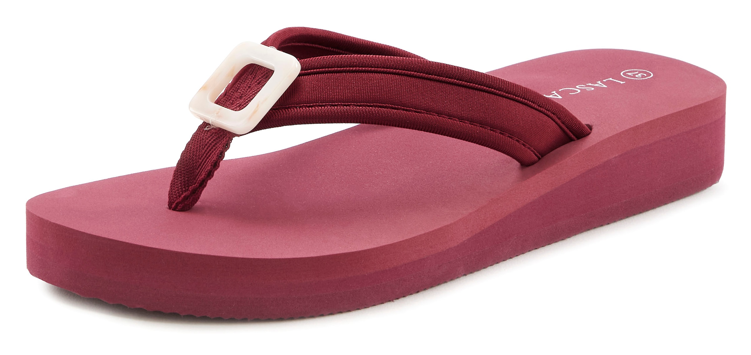 LASCANA Badezehentrenner, Sandale, Pantolette, Badeschuh mit Zier Applikation VEGAN