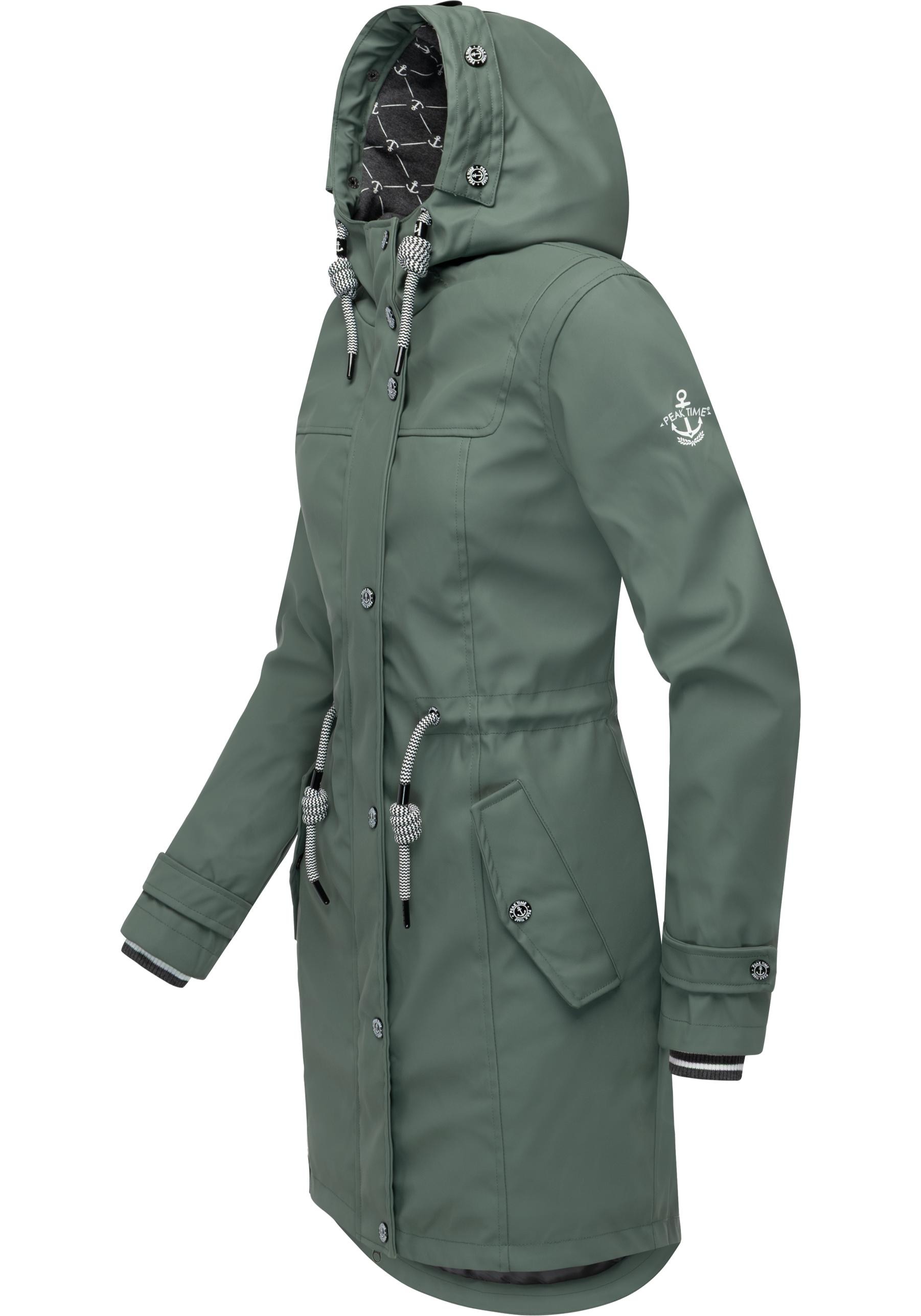 PEAK TIME Regenjacke »L60042«, mit Kapuze, stylisch taillierter Regenmantel für Damen
