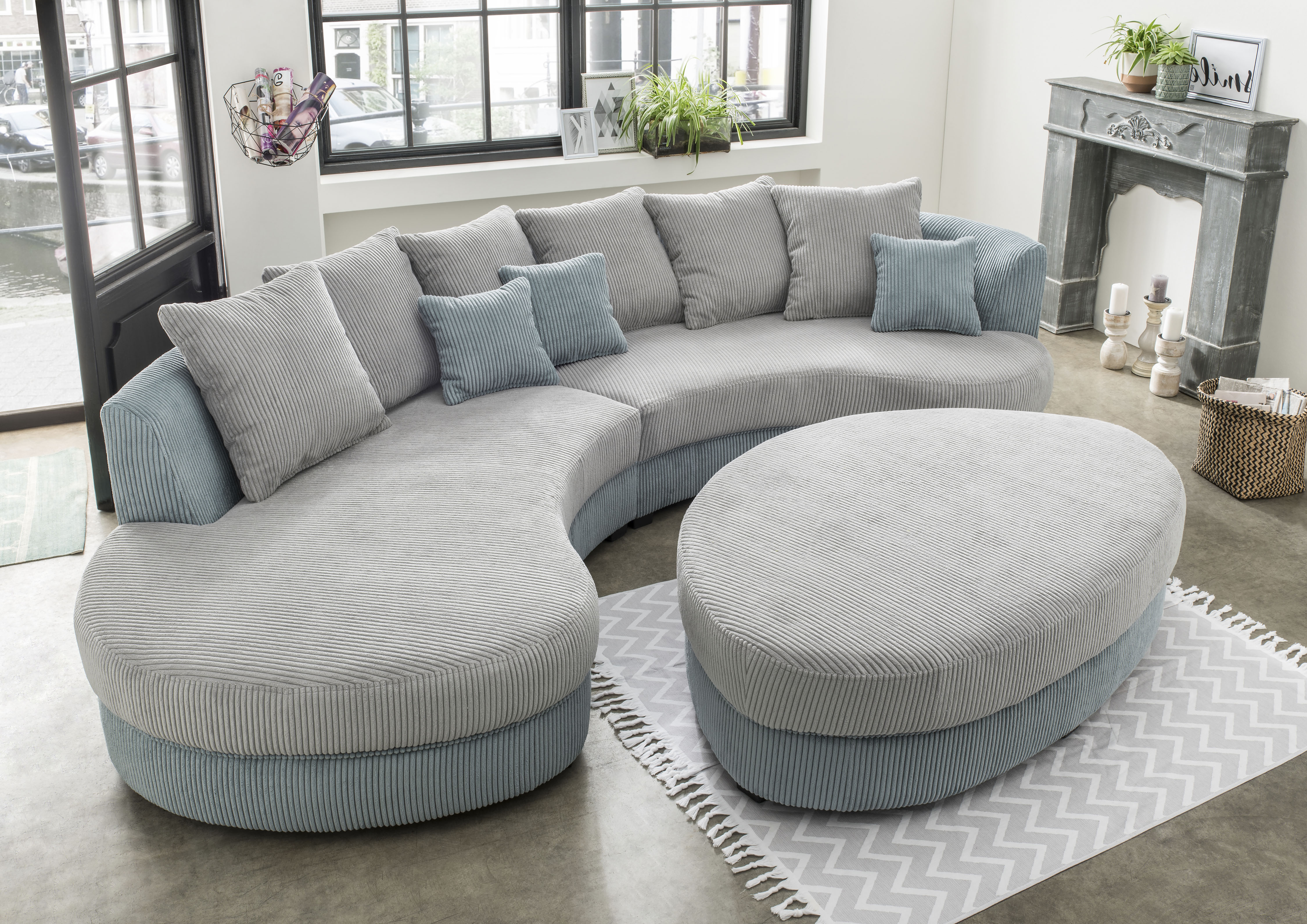 Home affaire Ecksofa "Lazio modern und bequem, schmale Armlehnen, tolle Detailverarbeitung" zwei verschiedene Fußfarben wählbar
