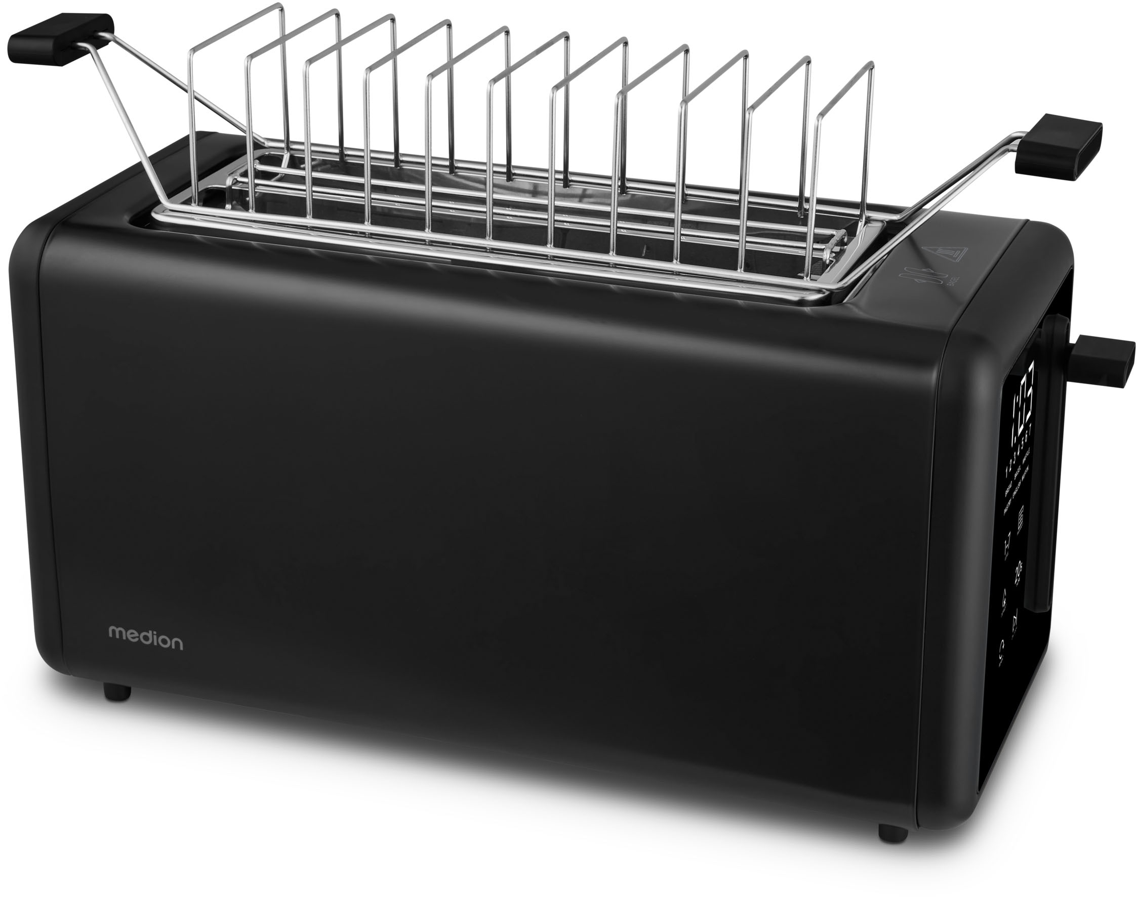 Medion® Toaster »Langschlitztoaster, MD12103, LED Sensor-Touch-Display« 2 lange Schlitze für 4 Scheiben 1450 W abnehmbarer Brötchenaufsatz