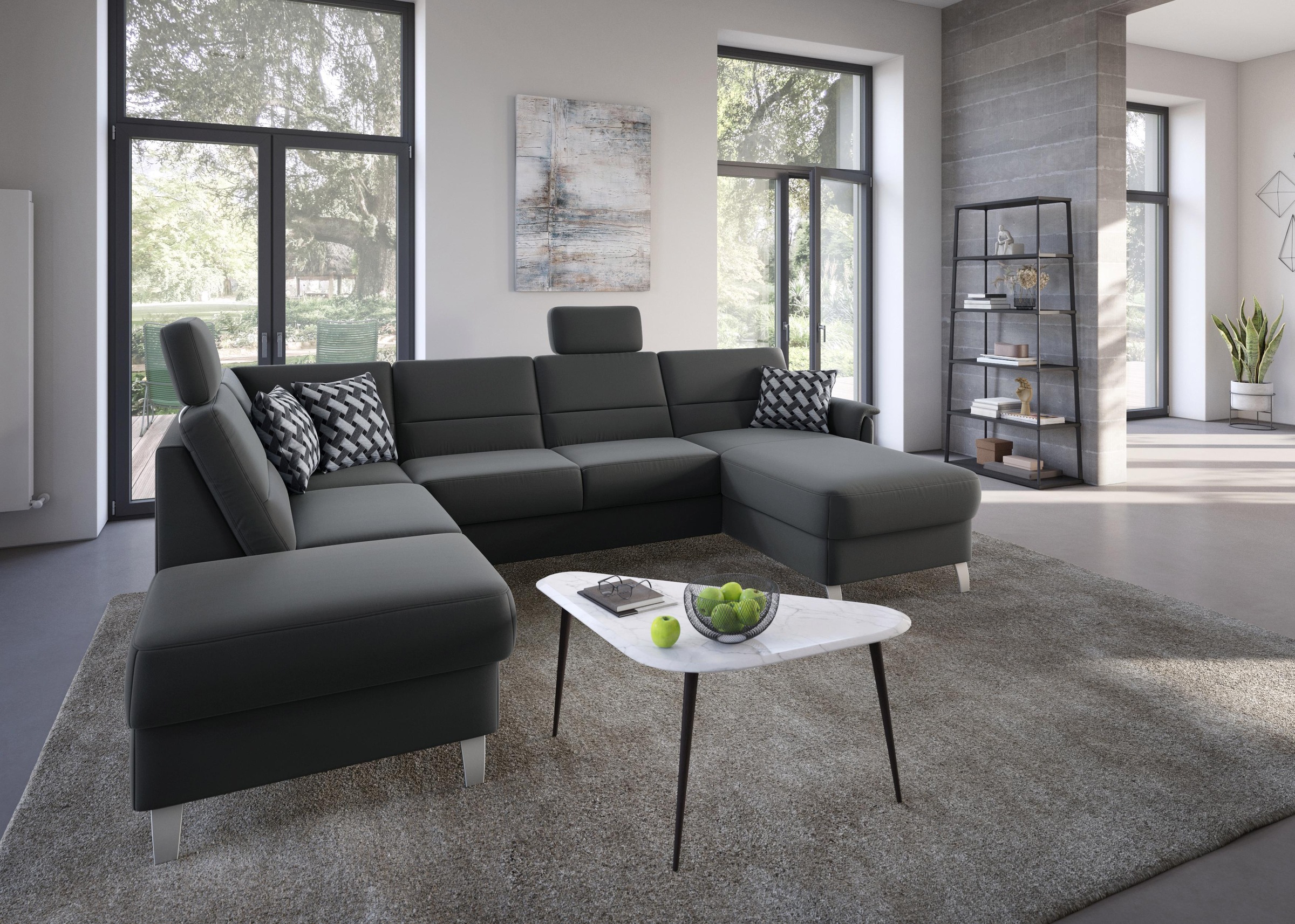 sit&more Wohnlandschaft »Palmera U-Form, B: 308 cm« optional Bettfunktion & Bettkasten, Federkern
