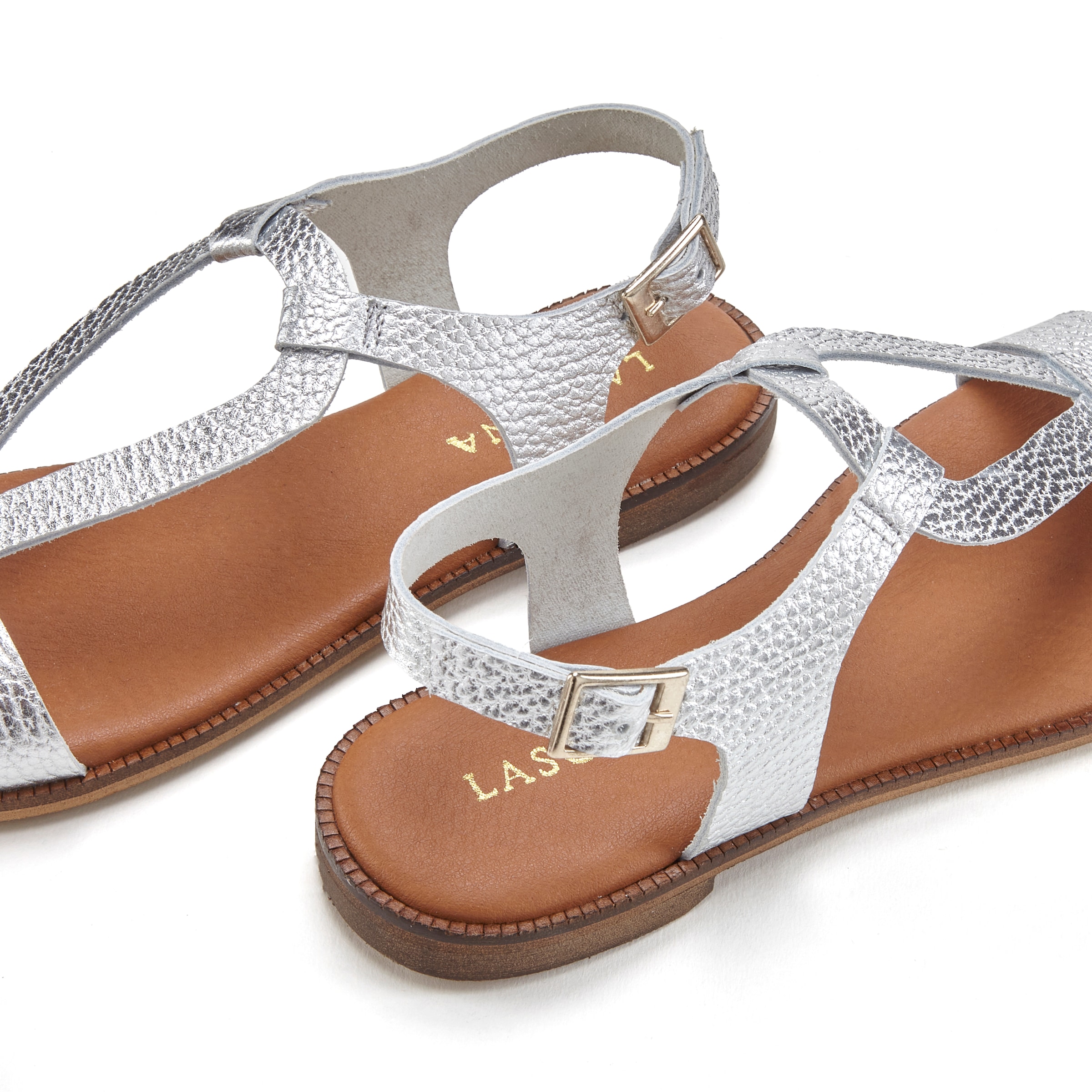 LASCANA Sandale »Sommerschuh«, Sandalette, Sommerschuh aus hochwertigem Leder im Metallic-Look