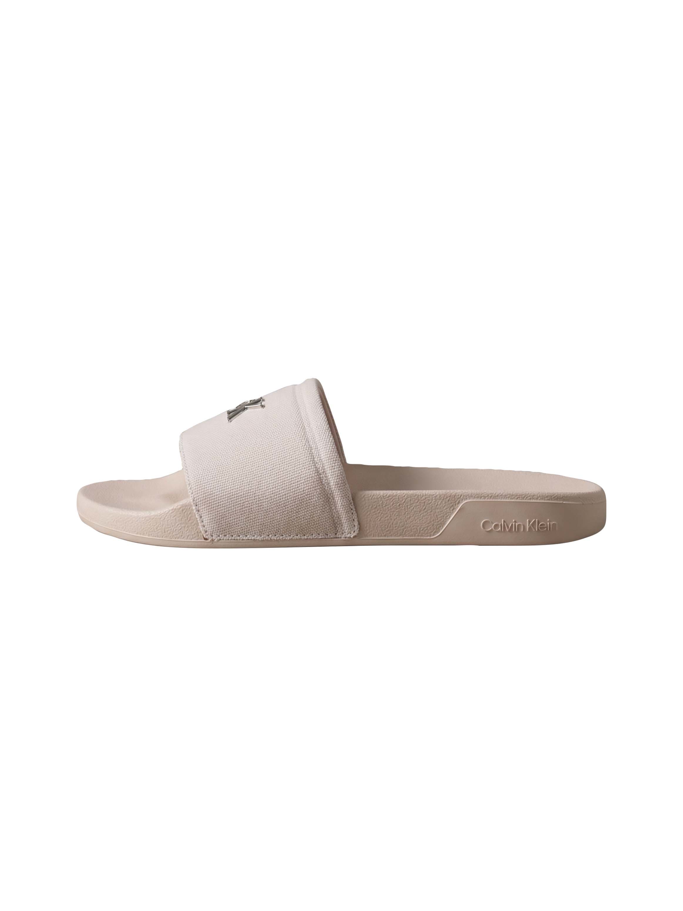 Calvin Klein Pantolette »ESS SLIDE CANVAS HDW«  Strandschuh, Badeschuh, Flat mit Logo