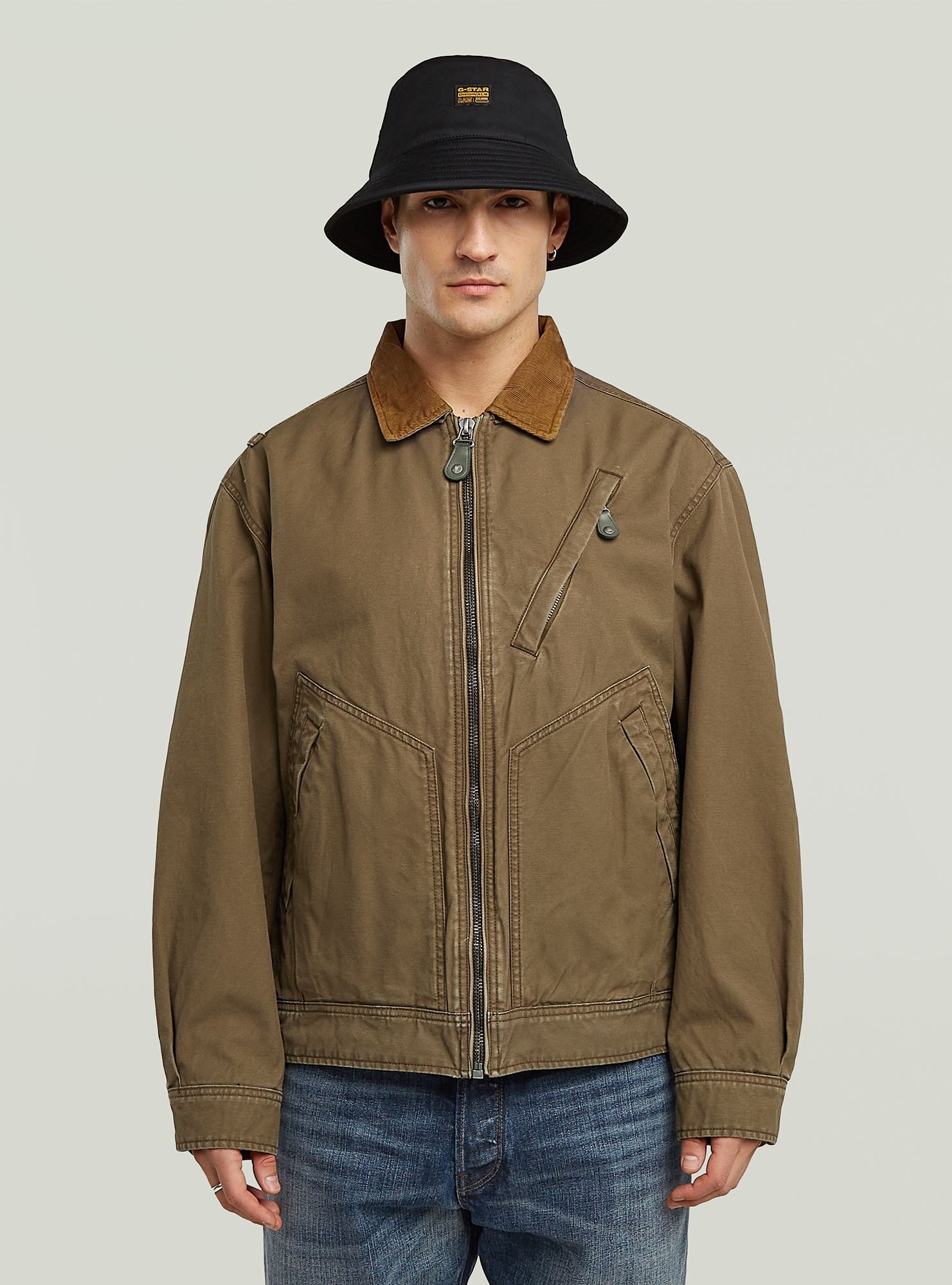 Outdoorjacke G-STAR "Duty Canvas Trucker Jacke", Herren, Gr. L, desert palm, Obermaterial: 100% Baumwolle, Jacken Outdoorjacke