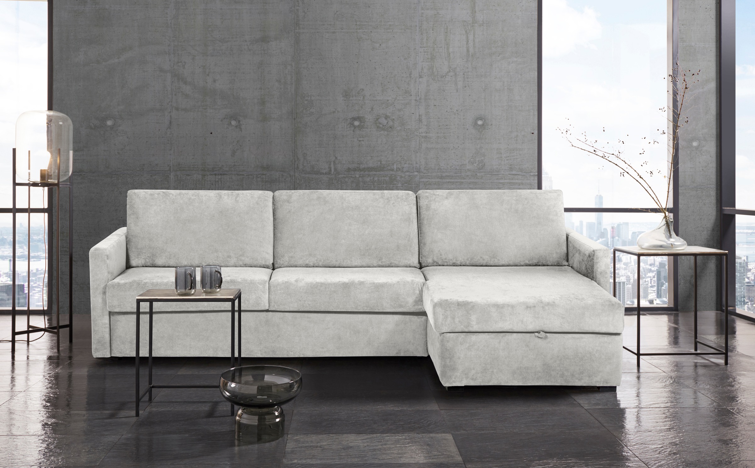 Places of Style Schlafsofa "GOLDPOINT Ecksofa 264 cm, Liegefläche (140/200cm), L-Form,", Bettfunktion, Bonell-Federkernm