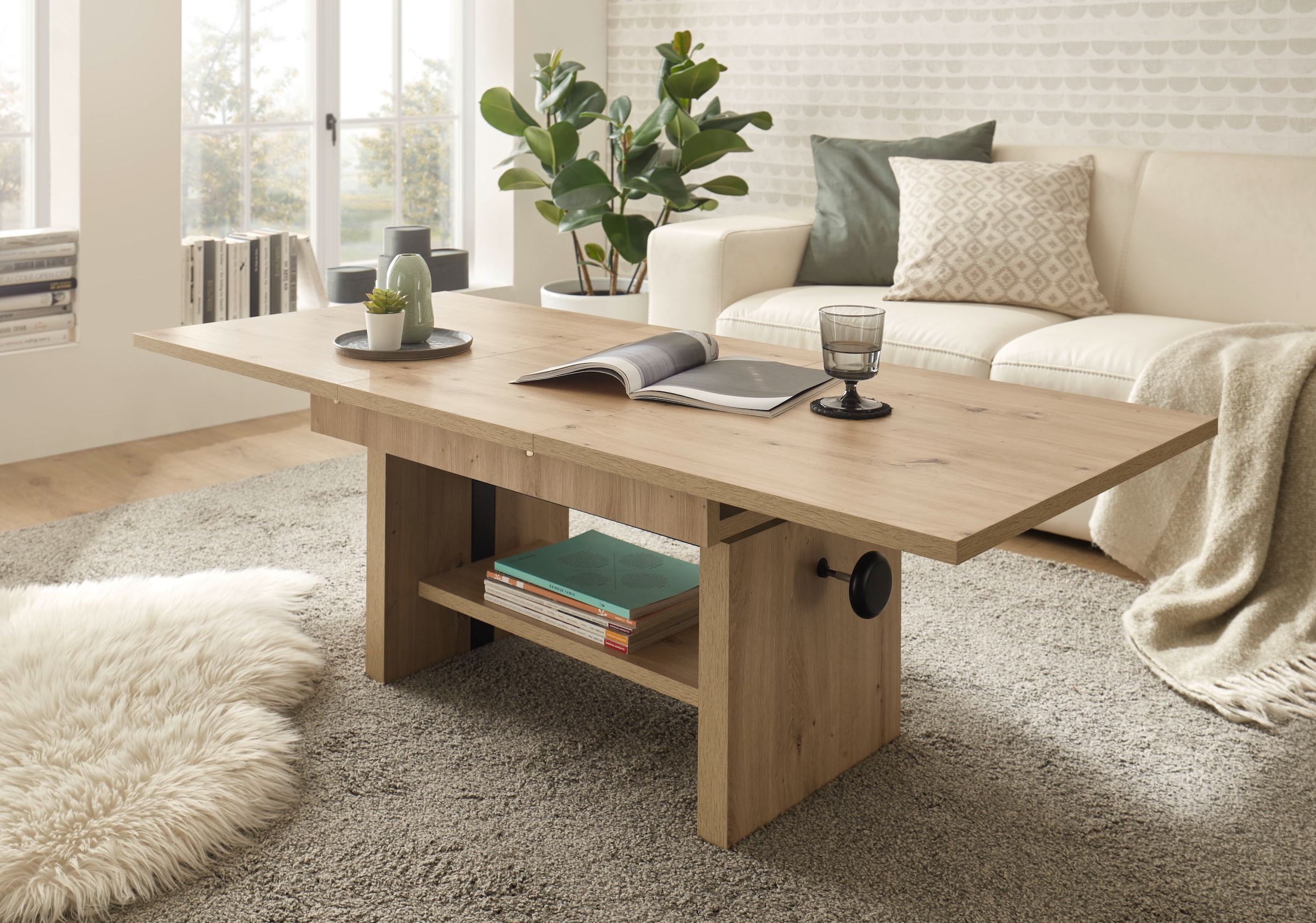 Stolkom Couchtisch »Event höhenverstellbar, ausziehbar, BxHxT 110-150x48-63x65 cm«, Höhenverstellbar mit Liftmechanik und ausziehbar in 3 Farbausführungen