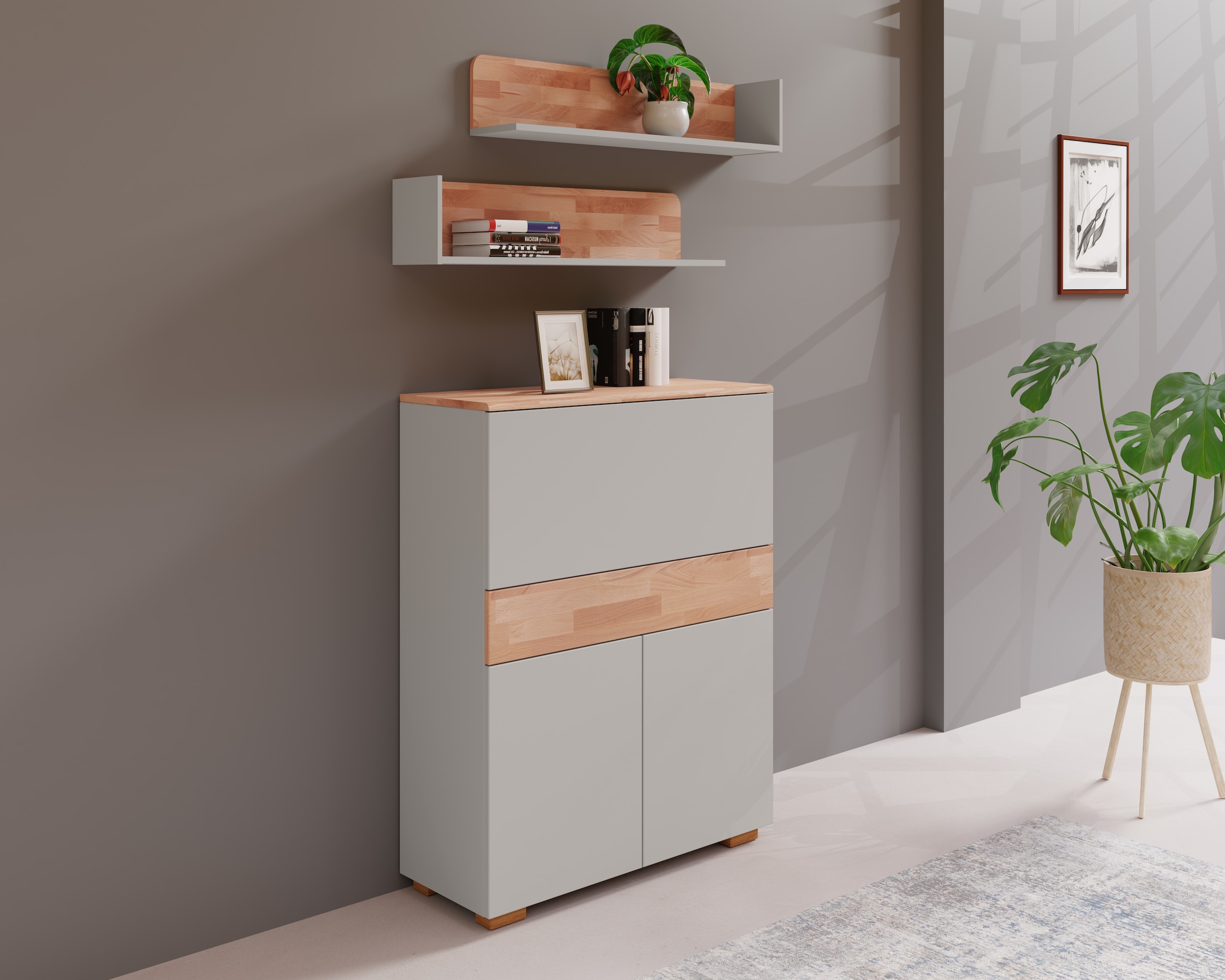 Home affaire Büromöbel-Set, (Set, 3 tlg., Set: Sekretär, 2 Wandregale), Multifuktional mit Stauraum