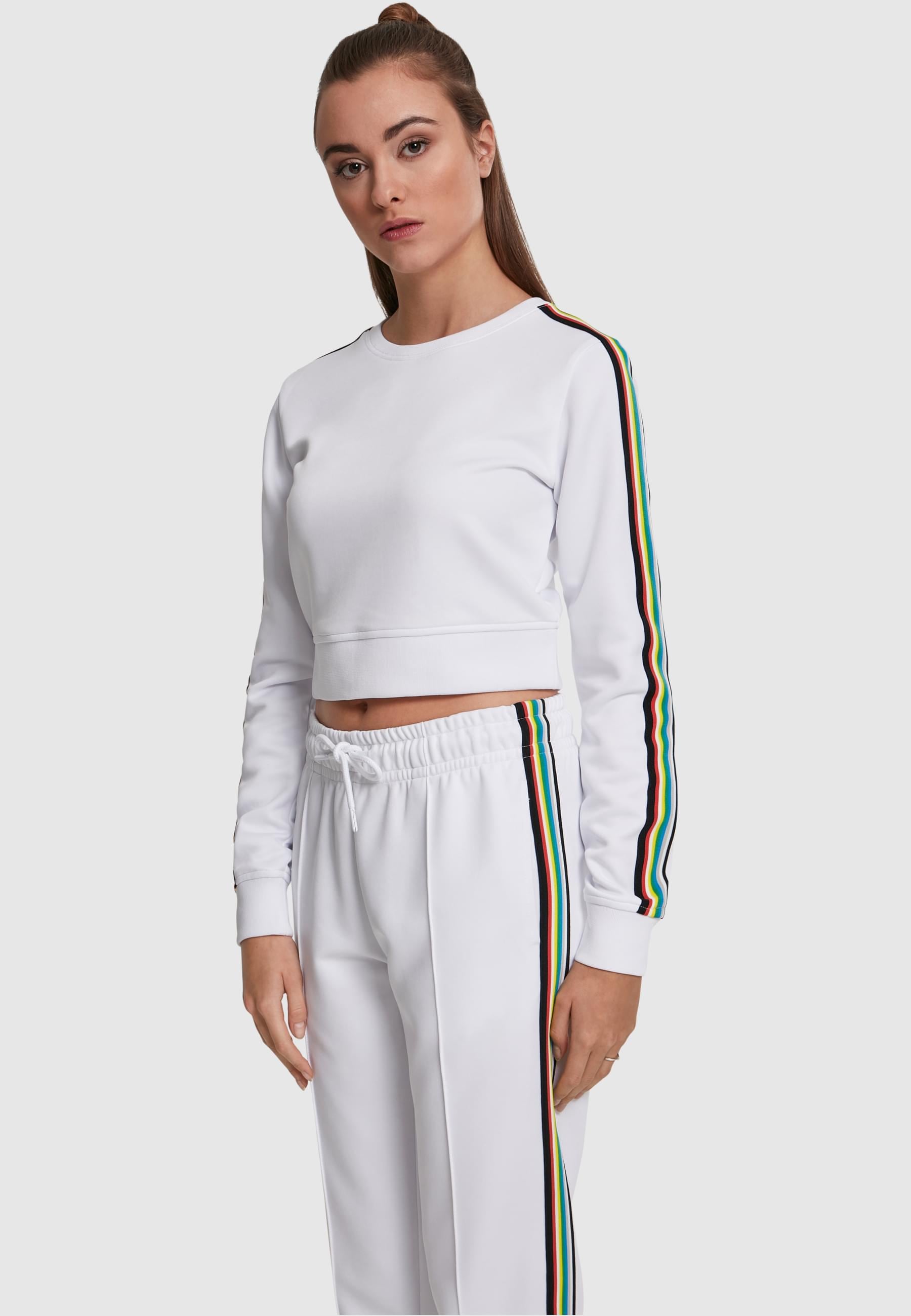 URBAN CLASSICS Sweatshirt »Urban Classics Damen Ladies Multicolor Taped Sleeve Crewneck«, (1 tlg.)