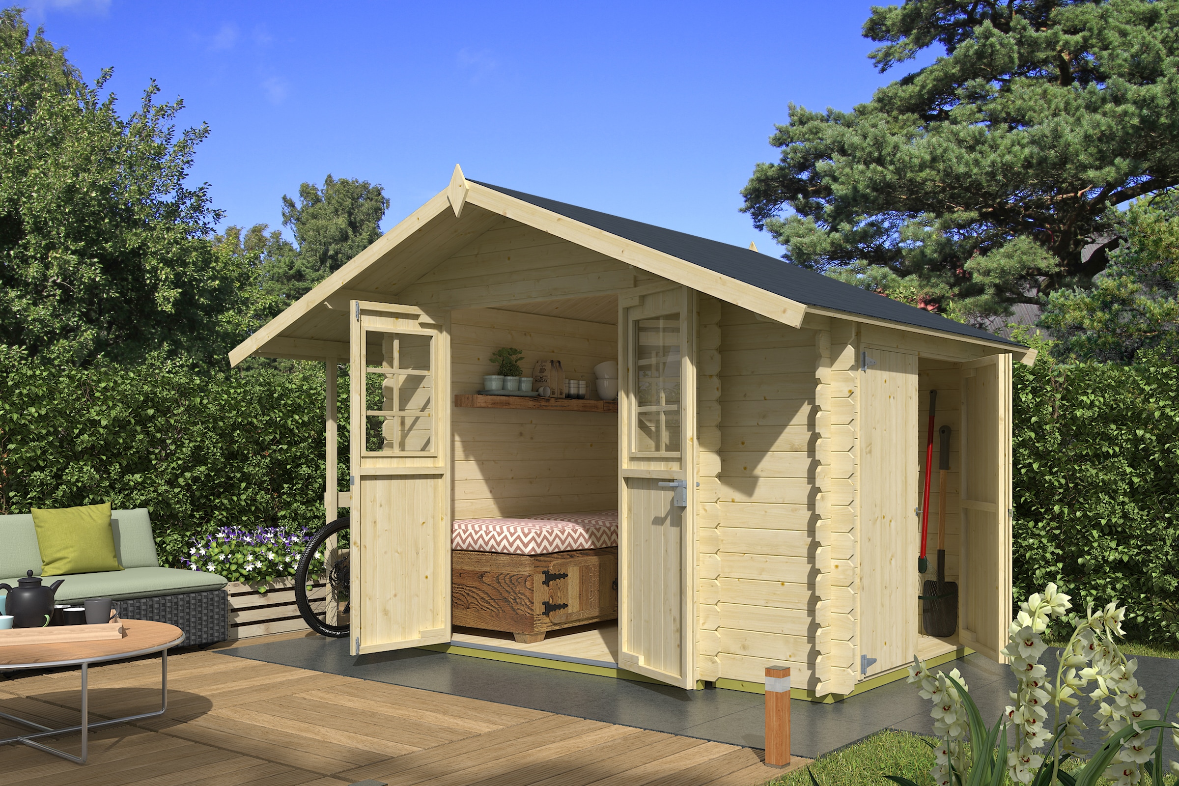 Nordic Holz Gartenhaus "Vilano 1", mit 3 getrennten Bereiche günstig online kaufen