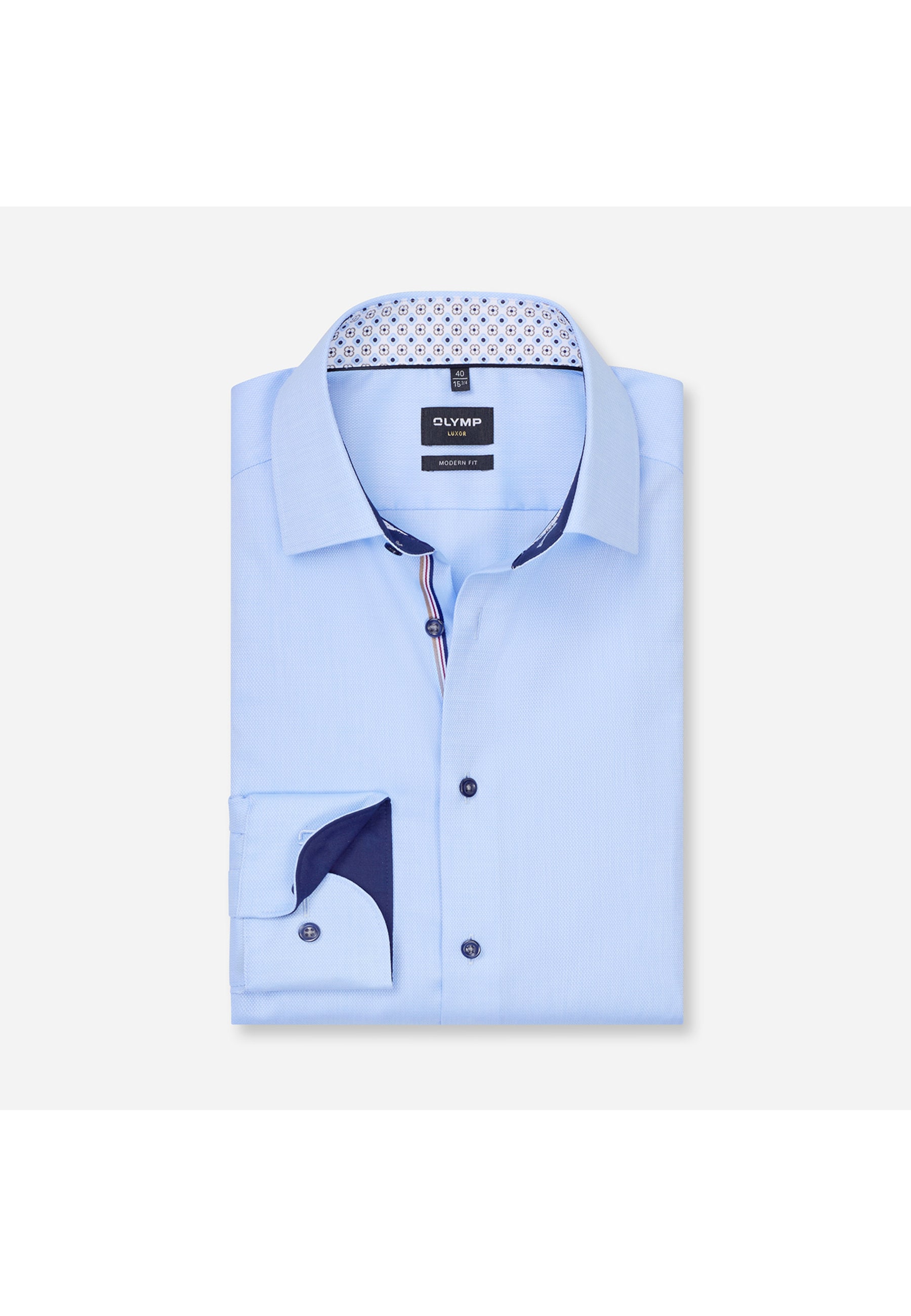 Businesshemd OLYMP "OLYMP Luxor, modern fit, New Kent mit extra langem Arm", Herren, Gr. 41, Normaler Arm, bleu, 100% Baumwolle, Hemden 4