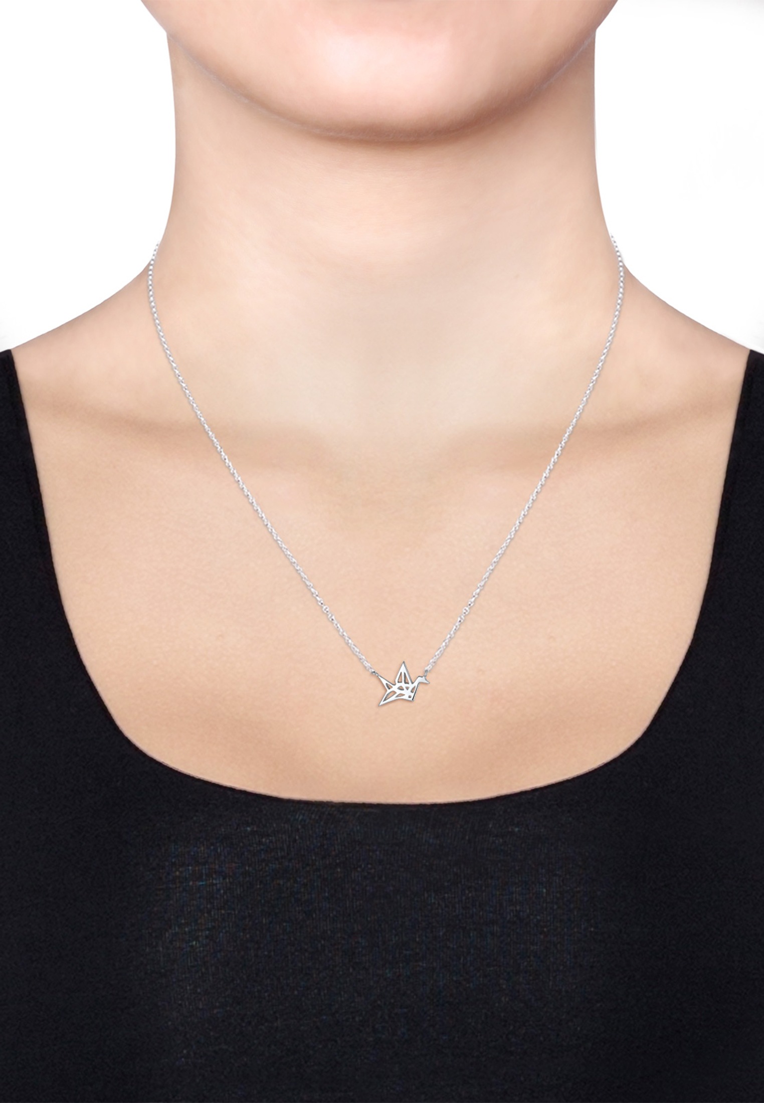 Elli Kette mit Anhänger »Vogel Kranich Oregami Geo 925 Sterling Silber«
