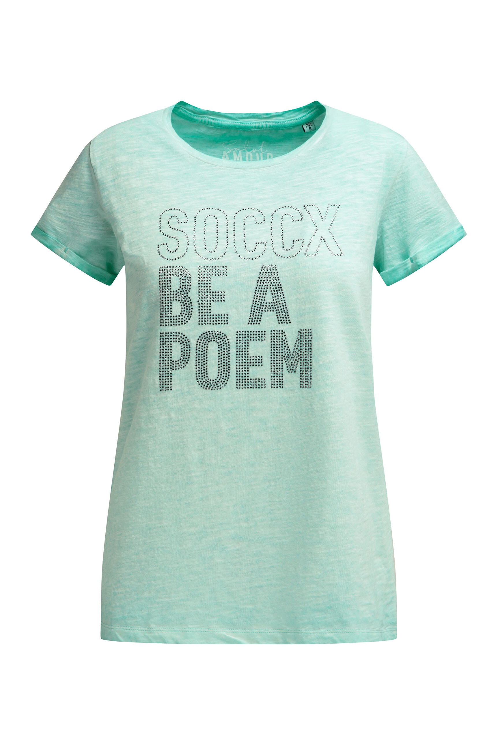 SOCCX Rundhalsshirt mit fixierten Turn-Up-Ärmeln