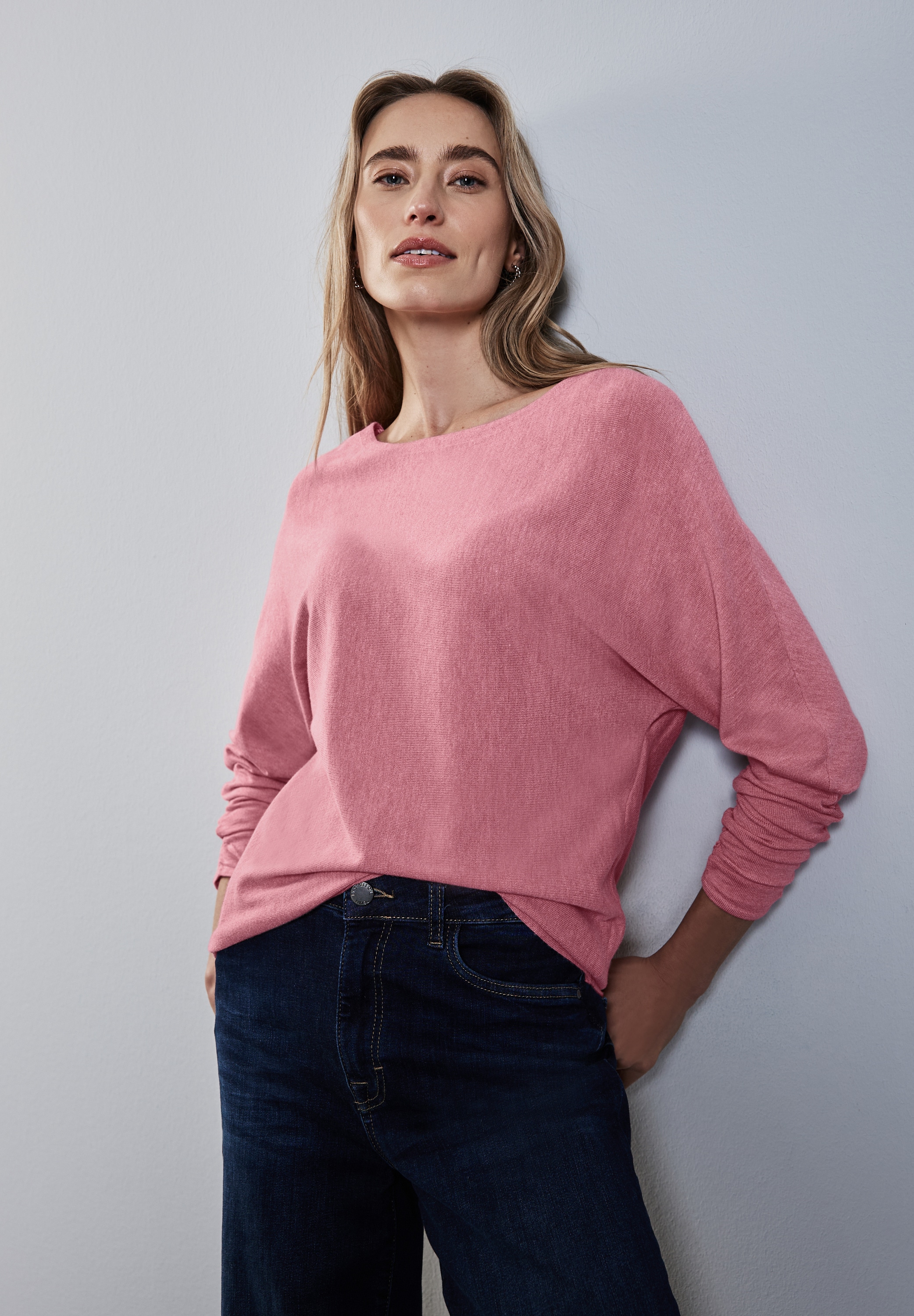 STREET ONE Strickpullover – Dolman Strickpullover mit Raffungen günstig online kaufen