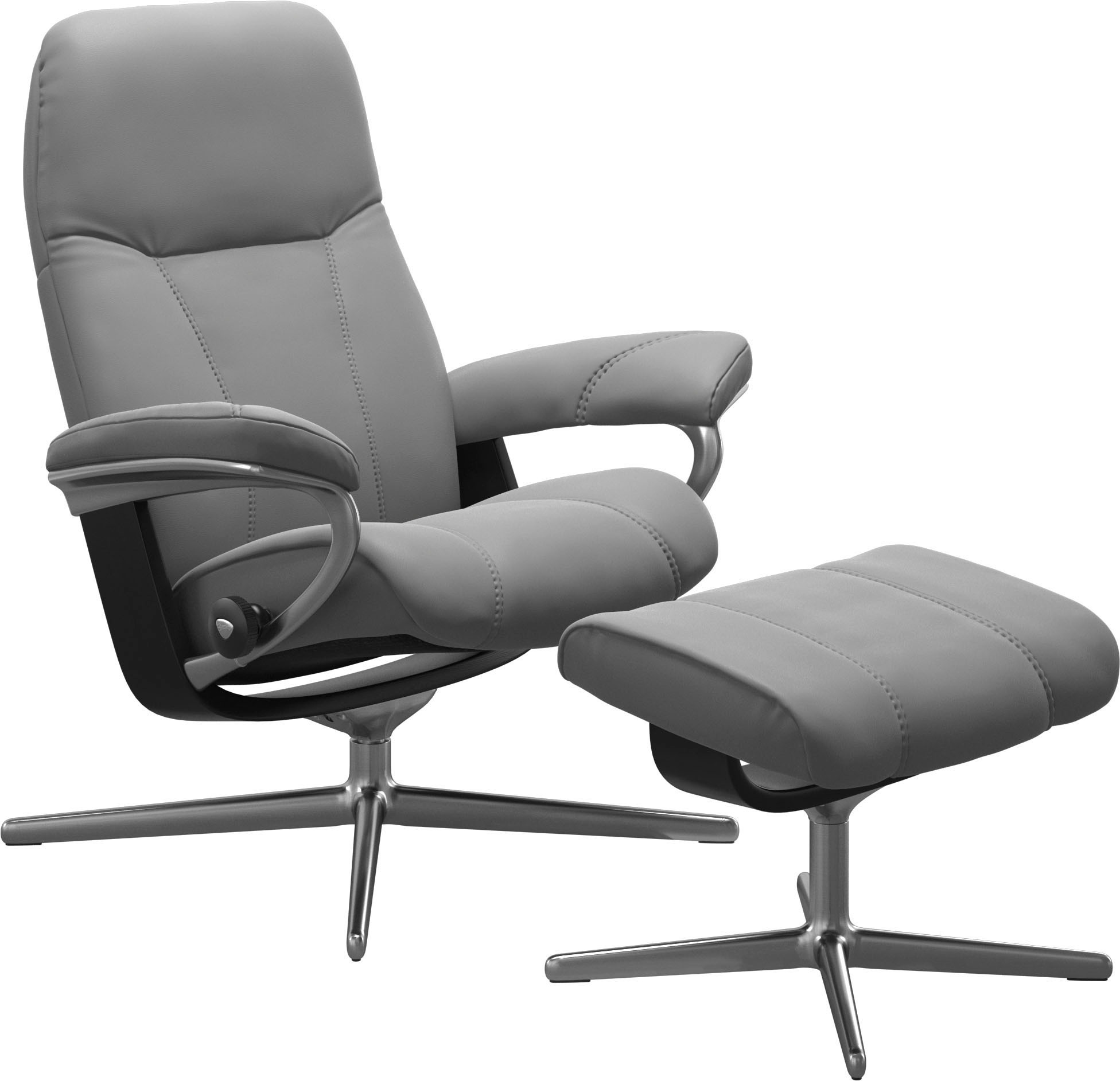 Stressless® Relaxsessel »Consul«, (Set, Relaxsessel mit Hocker), mit Hocker, mit Cross Base, Größe S, M & L, Holzakzent Schwarz