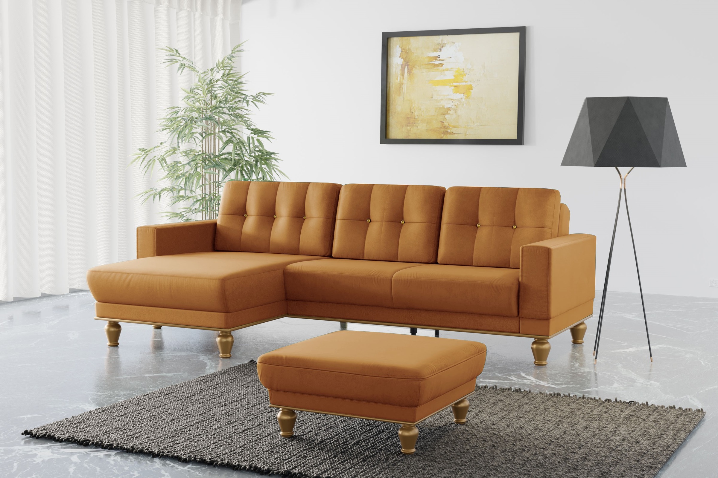 sit&more Ecksofa "Orient 5 V L-Form", mit Strass-Stein, wahlweise mit Bettf günstig online kaufen