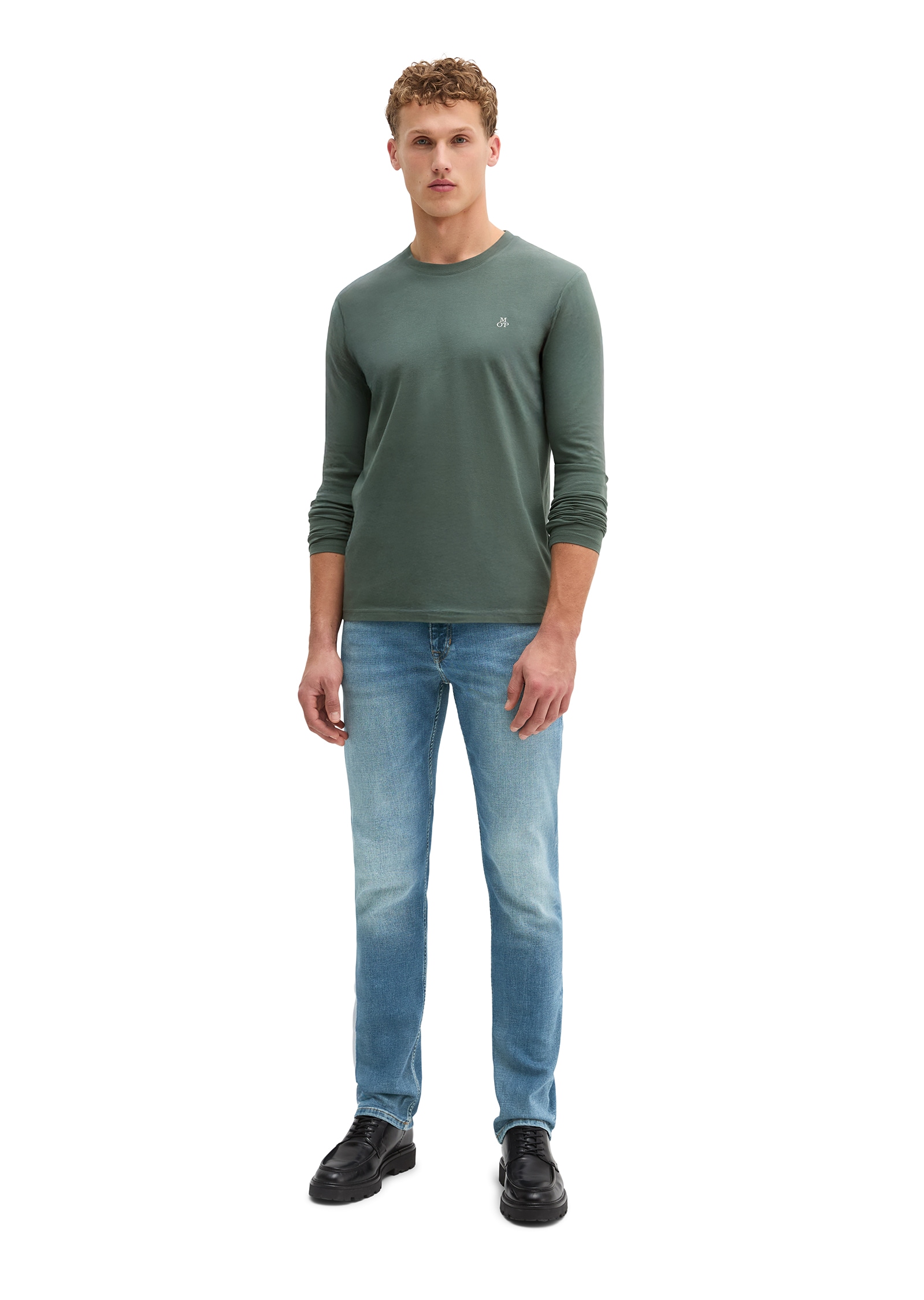 Marc O'Polo Langarmshirt mit dezentem Logo-Print vorne