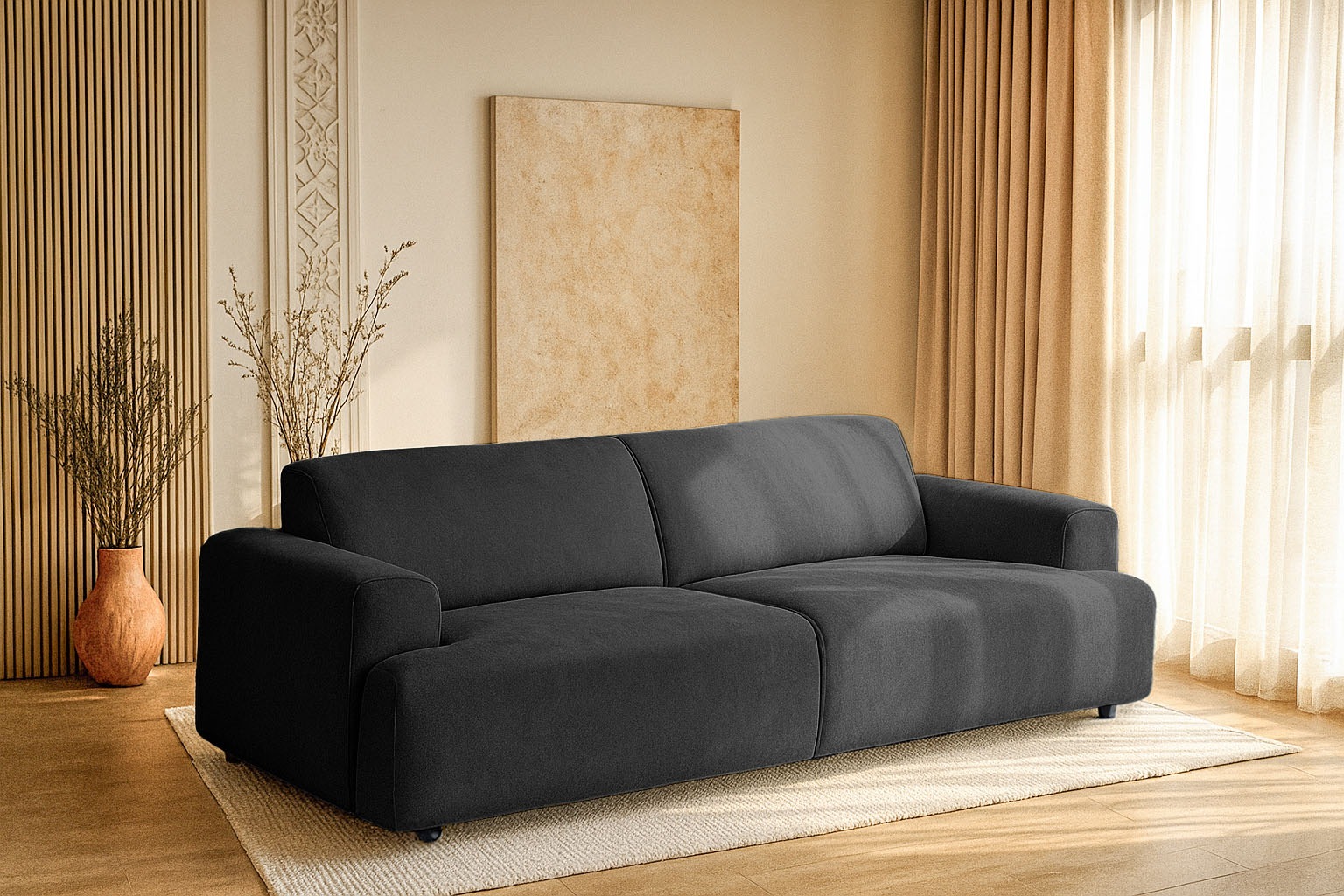 andas 3-Sitzer »Linkka, Breite 237 cm«, in einem weichen Chenille-Stoff, mit Wellenunterfederung