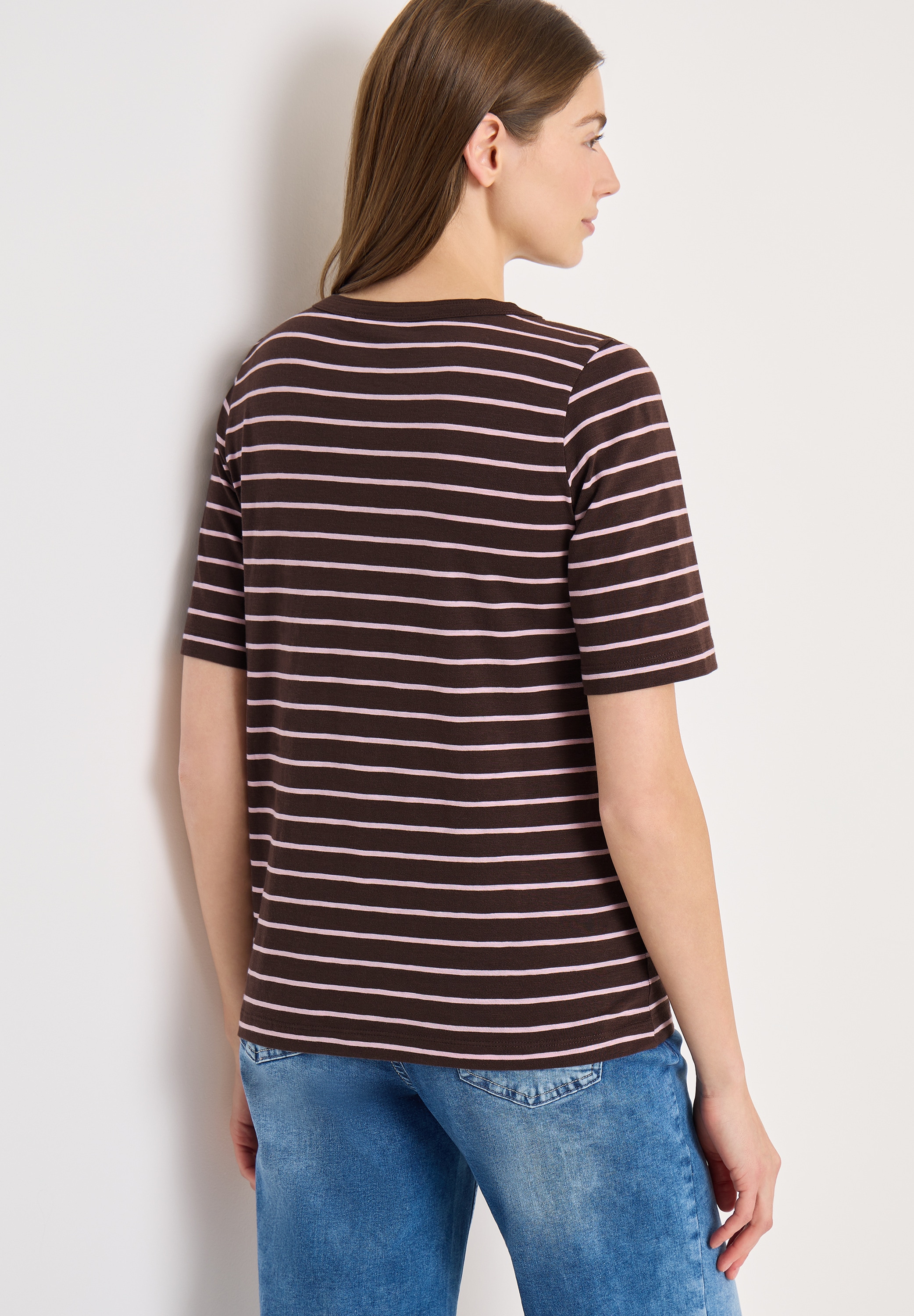 Cecil Rundhalsshirt Sommershirt im Streifen-Look