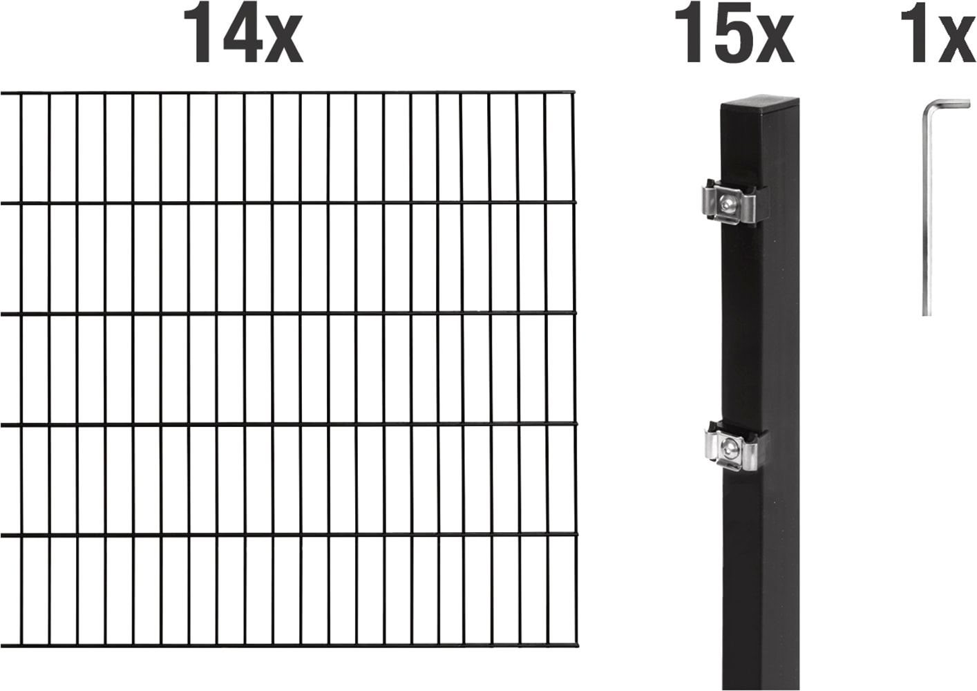 Alberts Doppelstabmattenzaun "Grundset" Höhe: 80-200 cm, Gesamtlänge: 4-30 m, zum Einbetonieren
