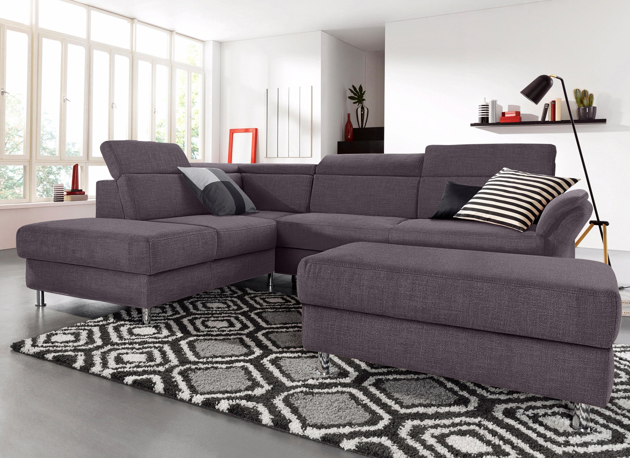 sit&more Ecksofa "Avignon L-Form" inklusive Kopfteilverstellung, wahlweise mit Schlaffunktion