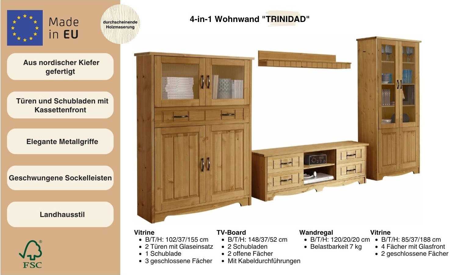 OTTO home Wohnwand »Trinidad« Set, 4 Stk. tlg.