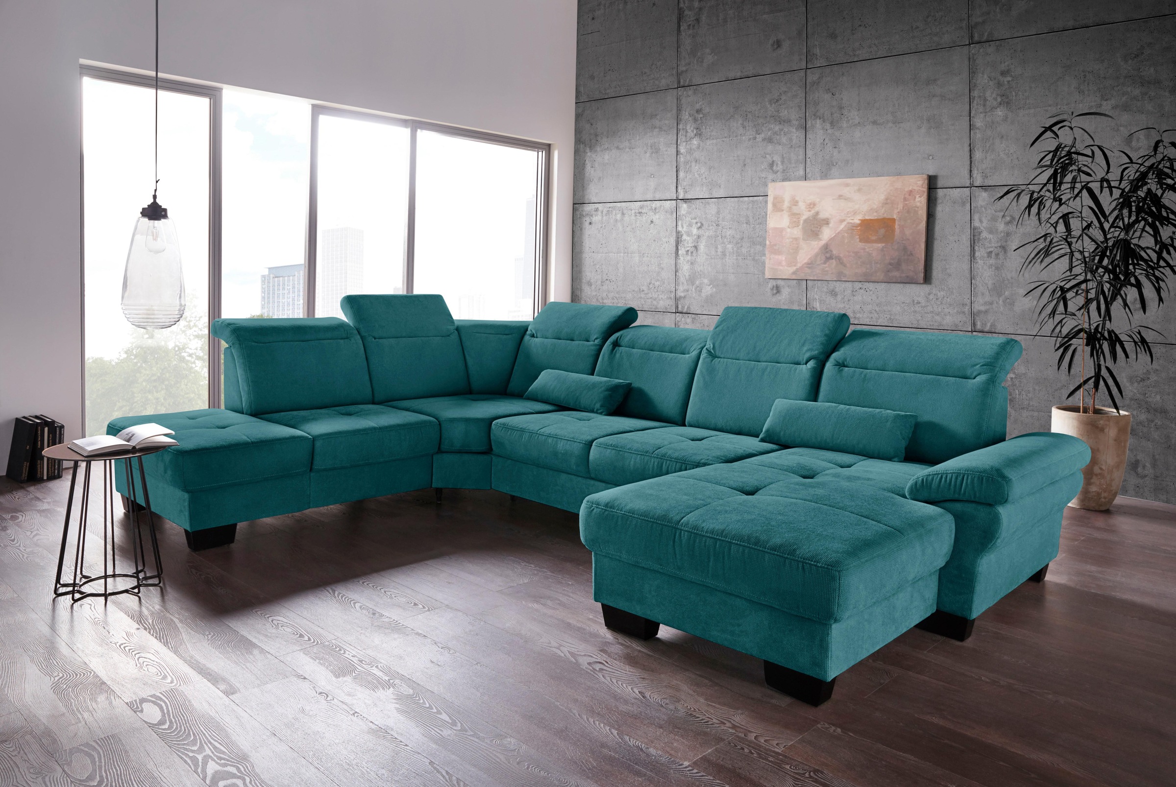 Home affaire Wohnlandschaft "Cornwall U-Form" inkl. Sitztiefenverstellung, günstig online kaufen