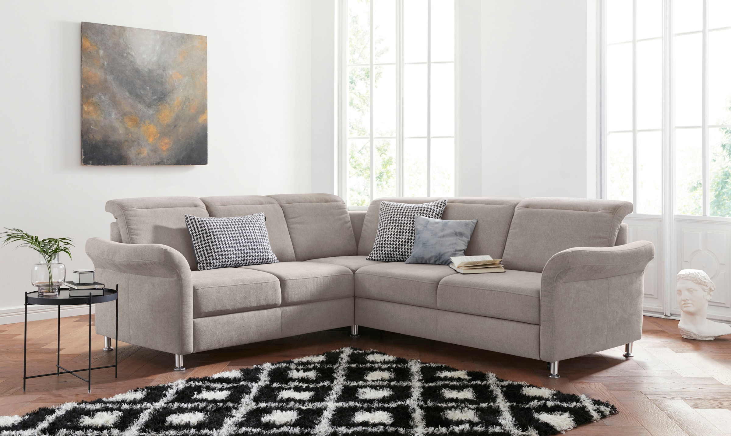 sit&more Ecksofa "Darwin L-Form" inklusive Federkern, wahlweise mit Kopfteilverstellung, Schlaffunktion
