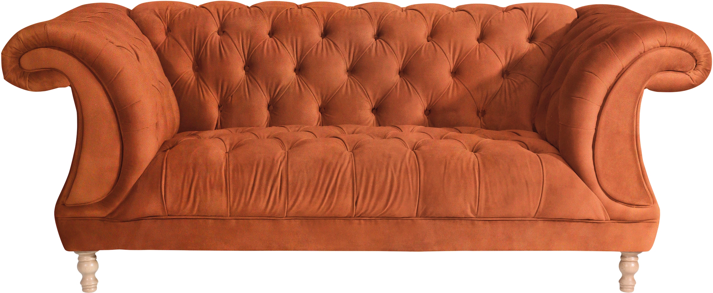 Max Winzer Chesterfield-Sofa "Isabelle", mit Knopfheftung & gedrechselten Füßen in Buche natur, Breite 200 cm