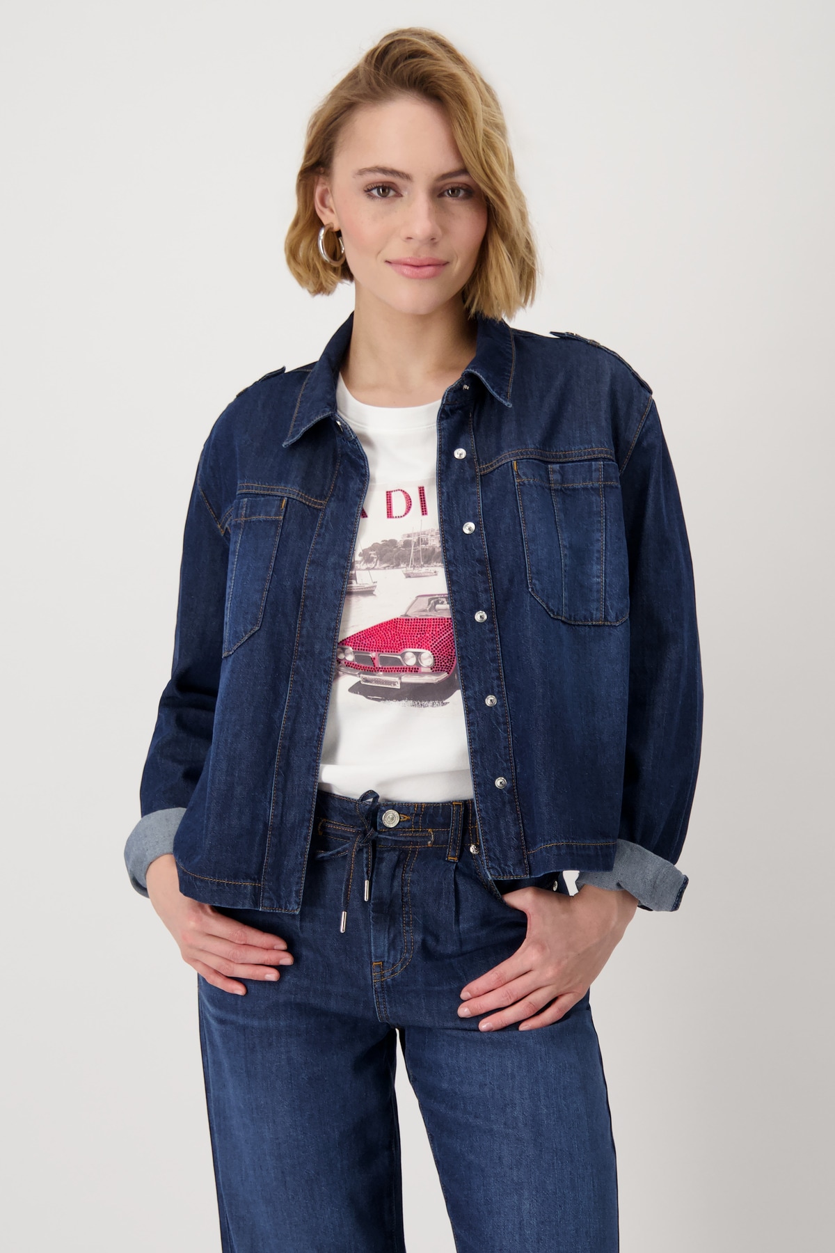 Monari Jeansblazer "Jacke Lyocell", Mit Rundhalsausschnitt günstig online kaufen