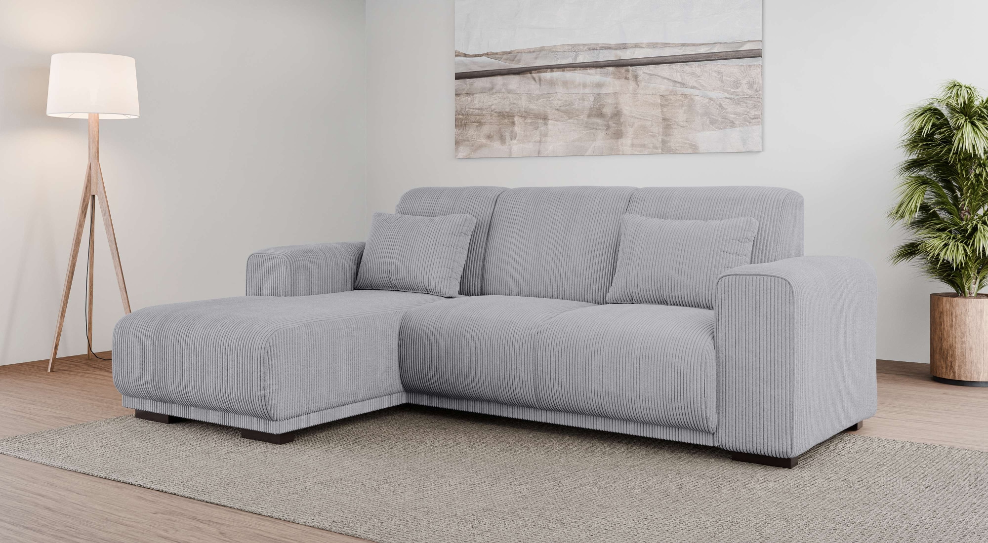 OTTO home Ecksofa "BORNHOLM L-Form, B: 234 cm - OTTO. Verlässliche Qualität." Recamiere links oder rechts bestellbar, Wellenfederung, inkl. 2 Kissen