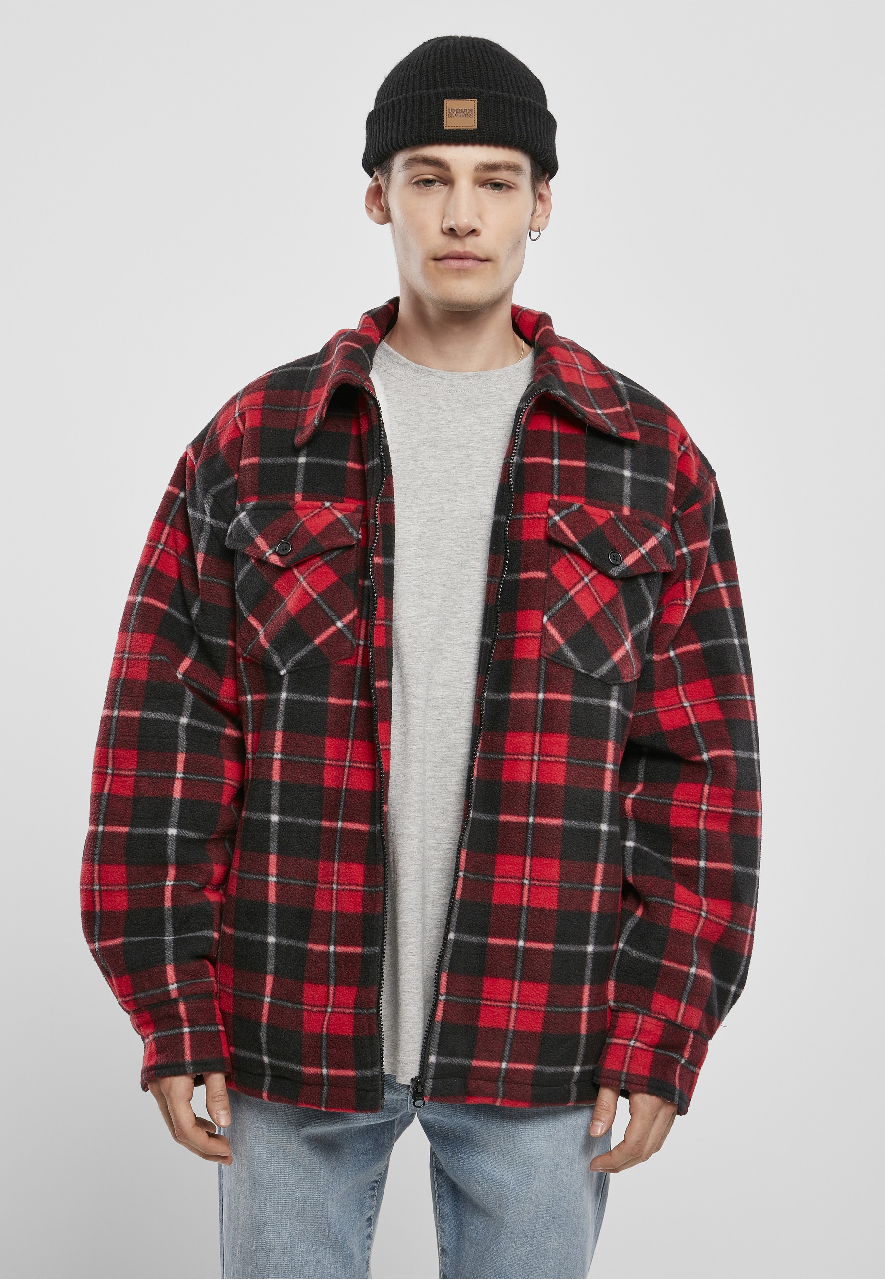 URBAN CLASSICS Langmantel »Urban Classics Herren Plaid Teddy Lined Shirt Jacket«