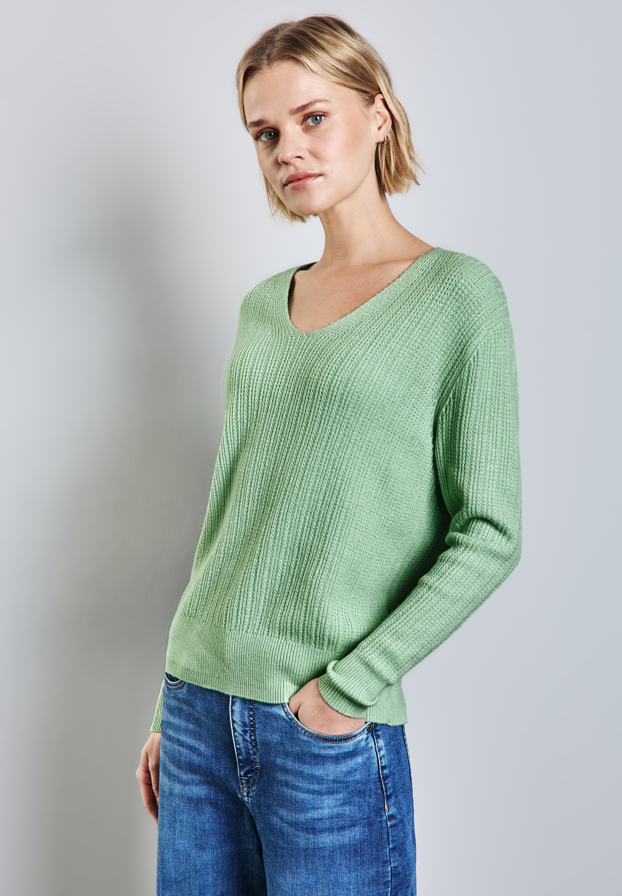 STREET ONE Strickpullover, mit Rippstrick-Struktur günstig online kaufen