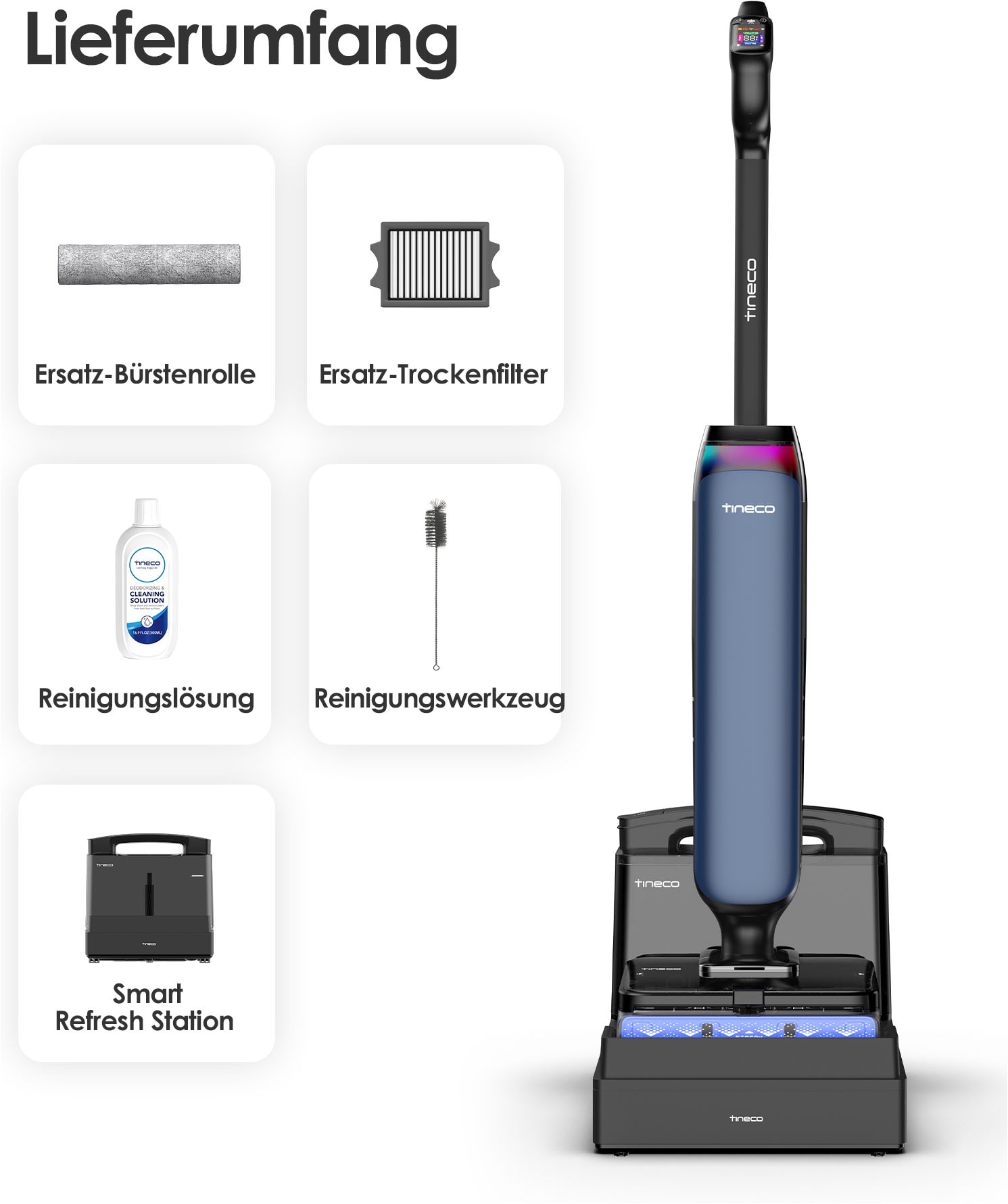 Tineco Nass-Trocken-Sauger »FLOOR ONE Station S9 Artist mit 5 Liter Frischwasserstation,« 110° Grad Heißluft-Trocknung, 22.000 pa Saugleistung