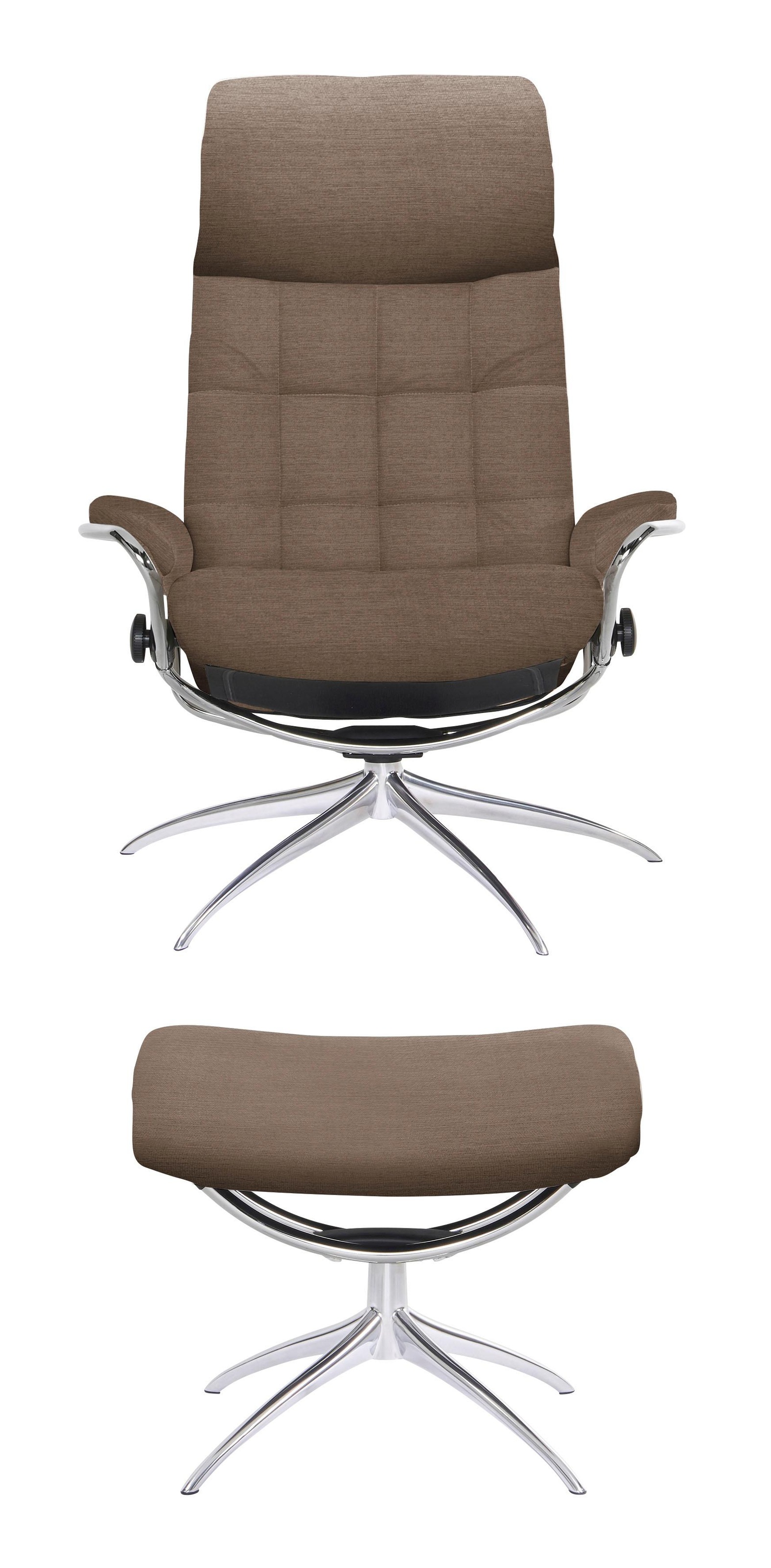 Stressless® Relaxsessel »London«, (Set, Relaxsessel mit Hocker), mit Hocker, High Back, mit Star Base, Gestell Chrom