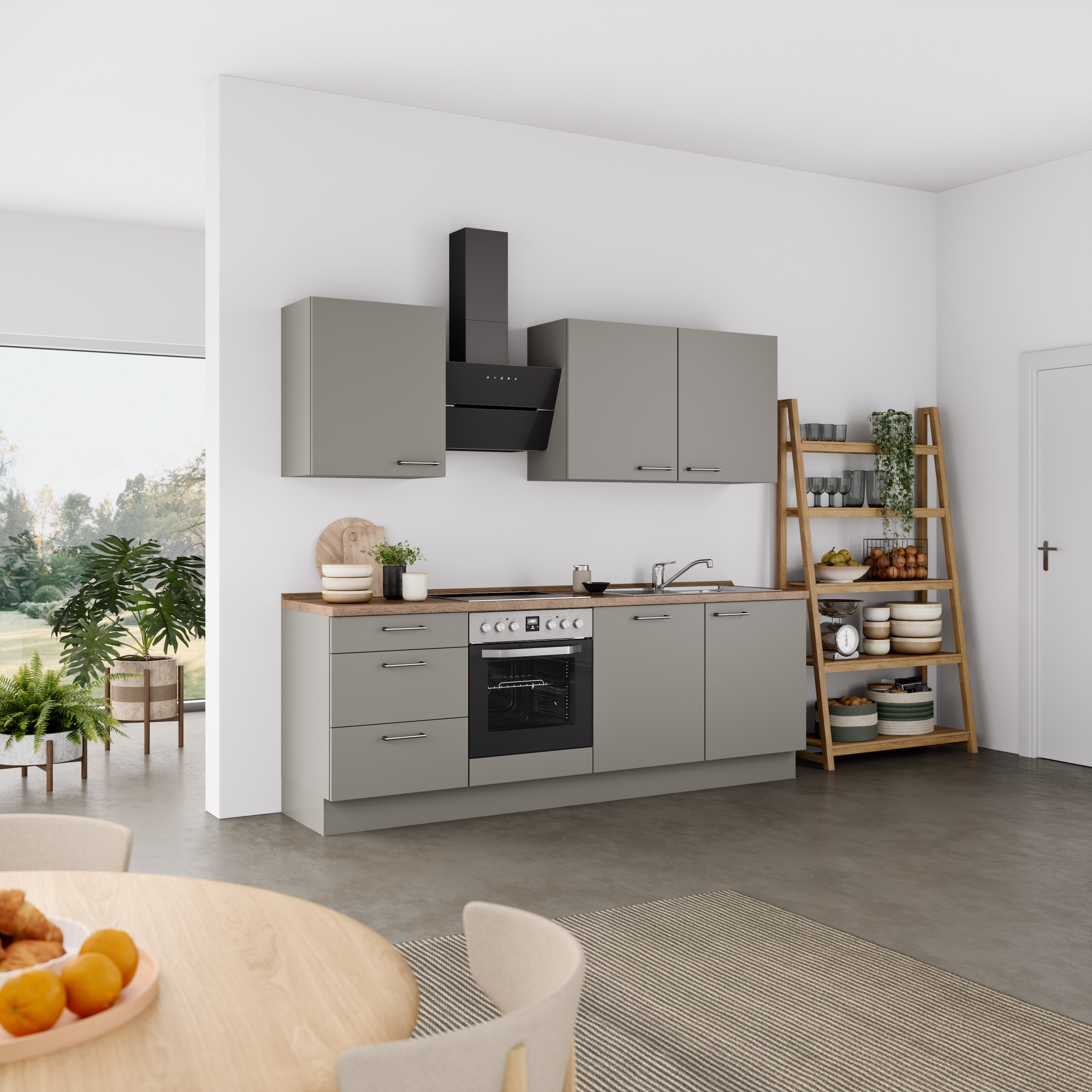 nobilia® Küchenzeile »"Laser II"«, vormontiert, Ausrichtung wählbar, Breite 240 cm, wahlw. mit E-Geräten