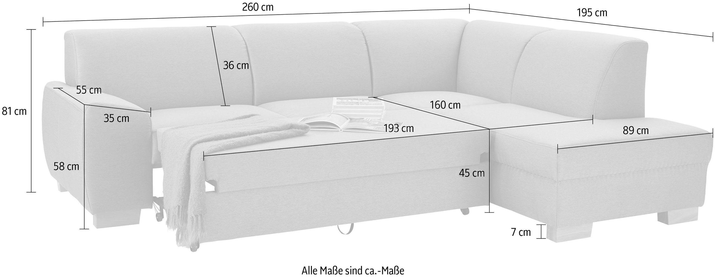 DOMO collection Ecksofa »Incanto kubische Formensprache, komfortabel, L-Form«, wahlweise mit Bettfunktion