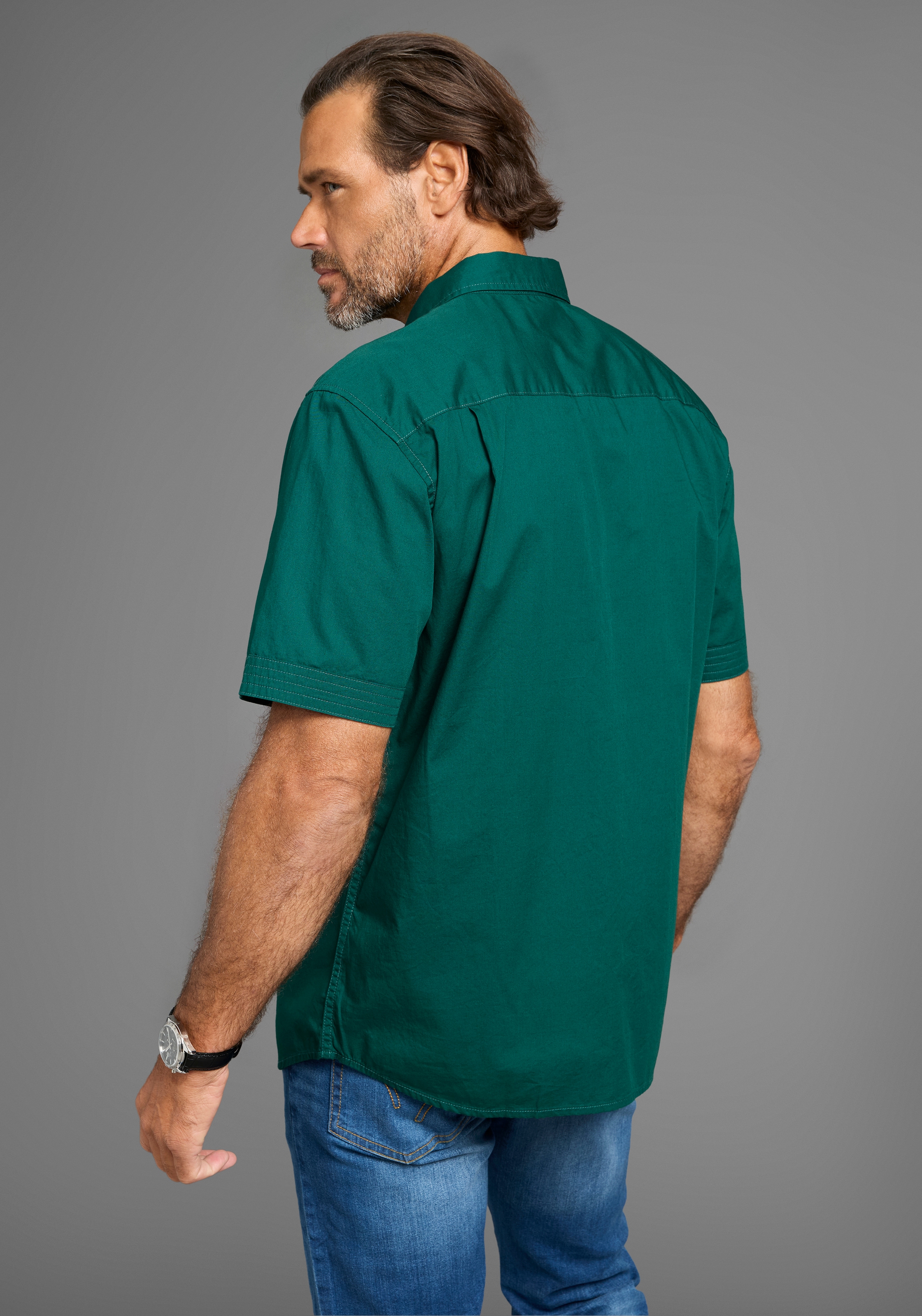 Man's World Kurzarmhemd, Kurzarmhemd mit Logostickerei