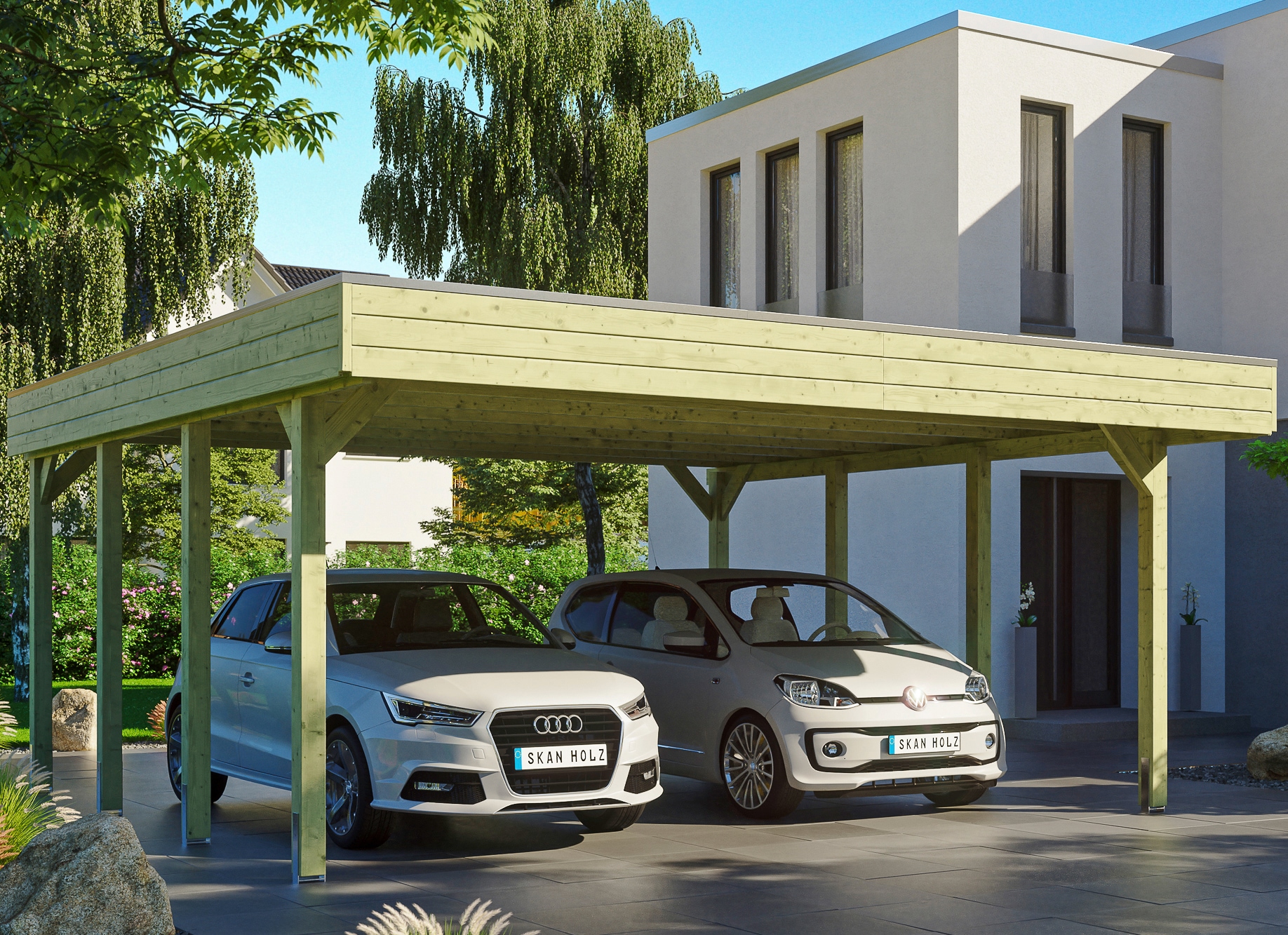 Skanholz Doppelcarport "Friesland" Massivholz 514 cm grün