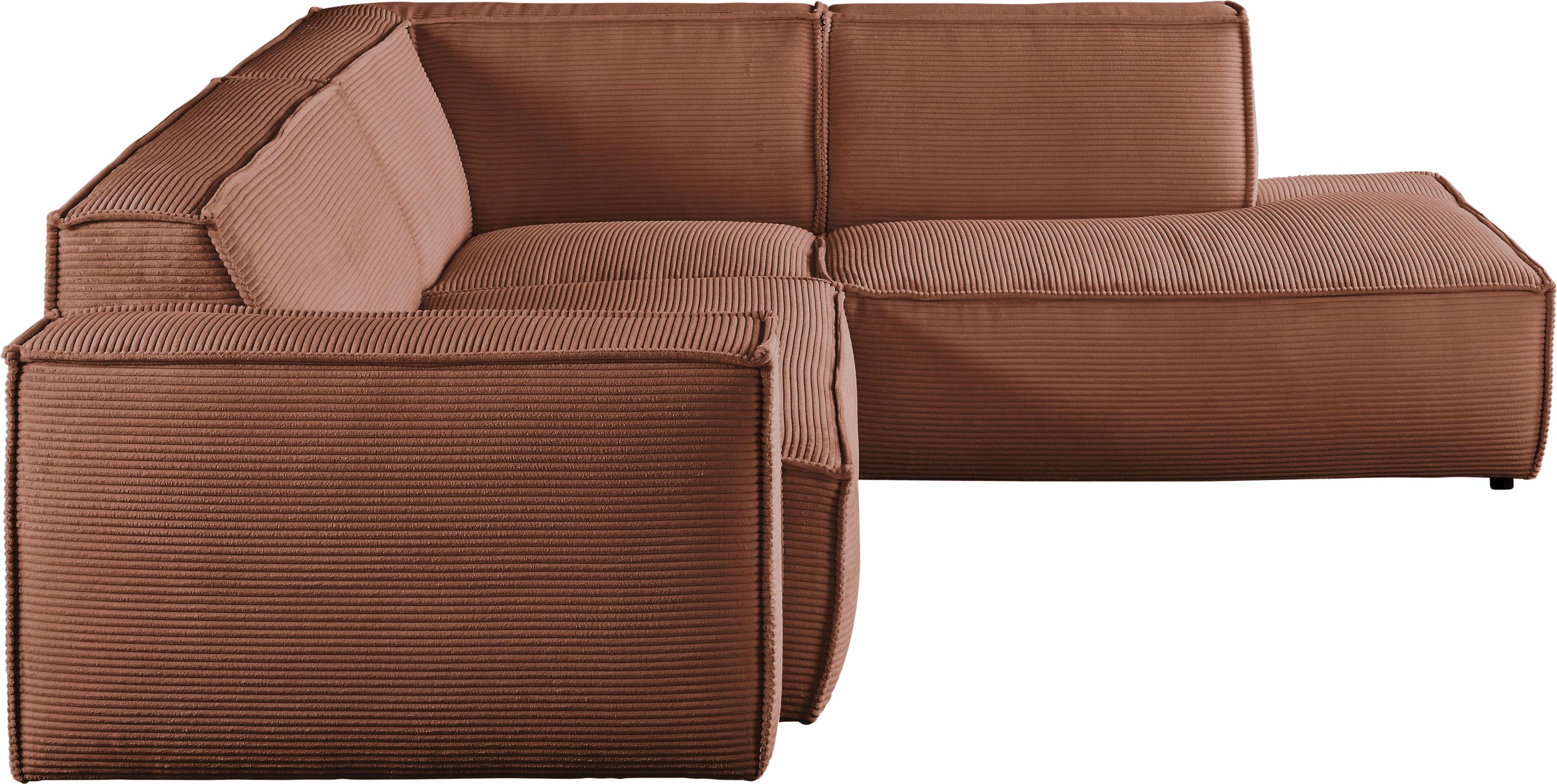 3C Candy Ecksofa »Matteo in elegant, kubischer Formensprache, bequem, L-Form«, mit auffälliger Kedernaht, Cord-Bezug, Lounge-Charakter