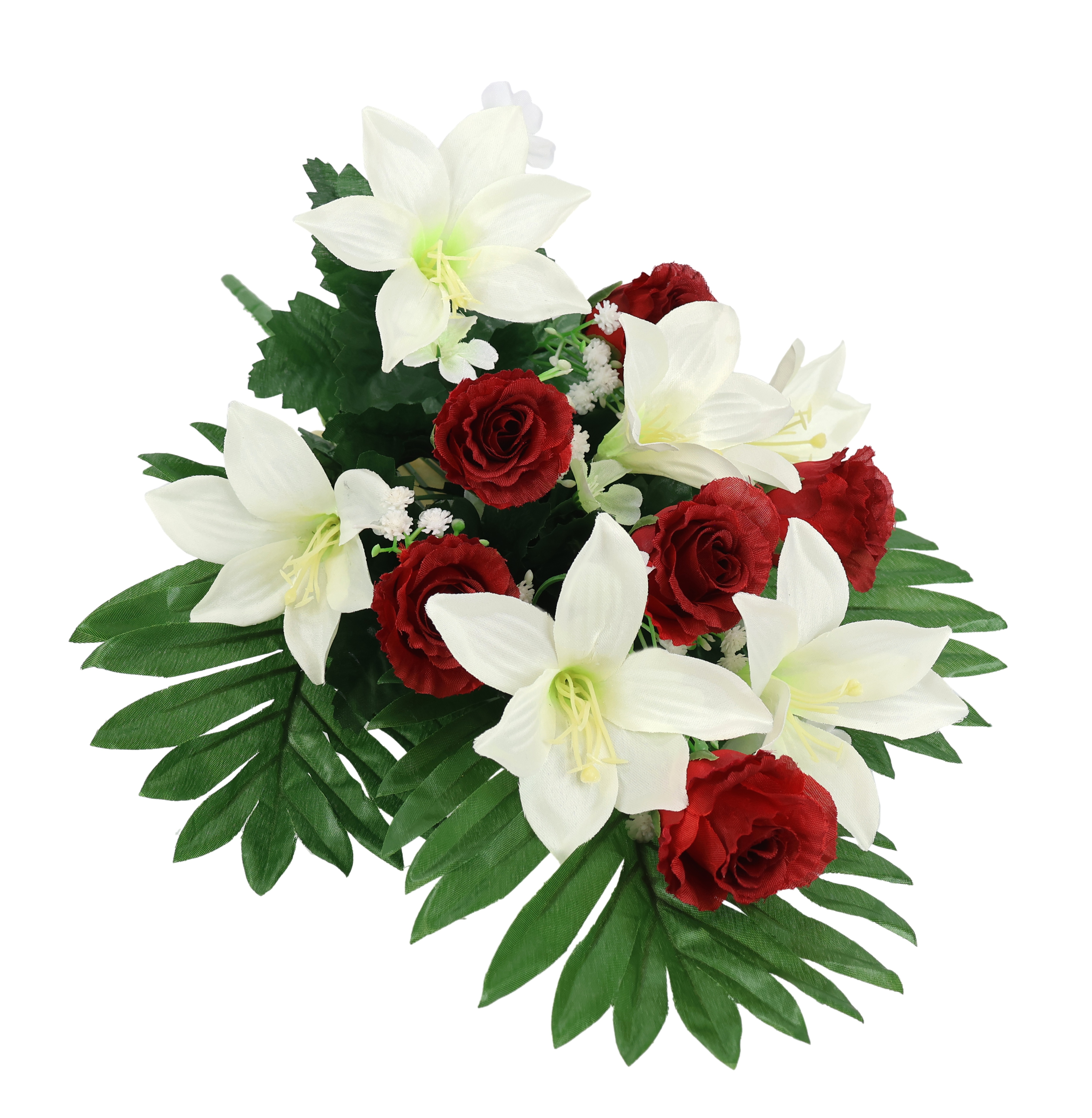 Thumbnail - I.GE.A. Kunstblume "Aufleger Rosen/Lilien" Bouquet Strauß Blume Tischdeko Deko Grabdeko Grableger Grabschmuck