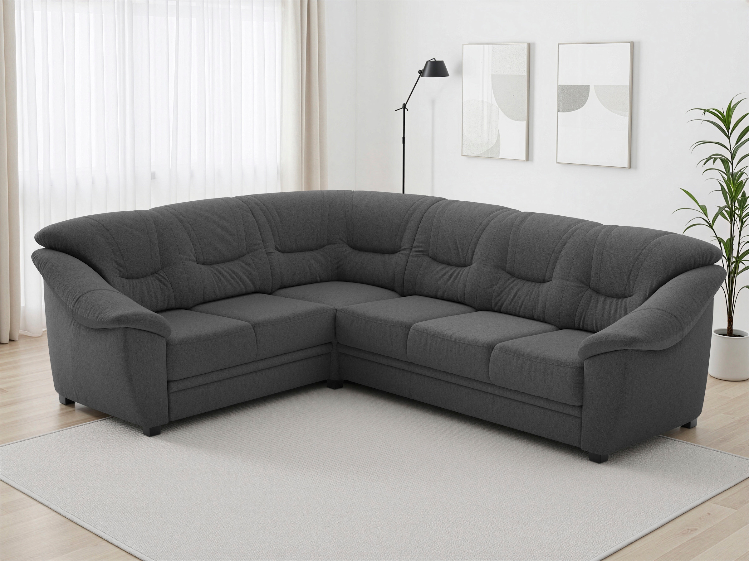 sit&more Ecksofa "Savona L-Form, B. 262 cm, Komfortsitz, Eckcouch mit Stoff- & Lederwahl" mit Schlaffunktion, Liegefl. 120x195 cm