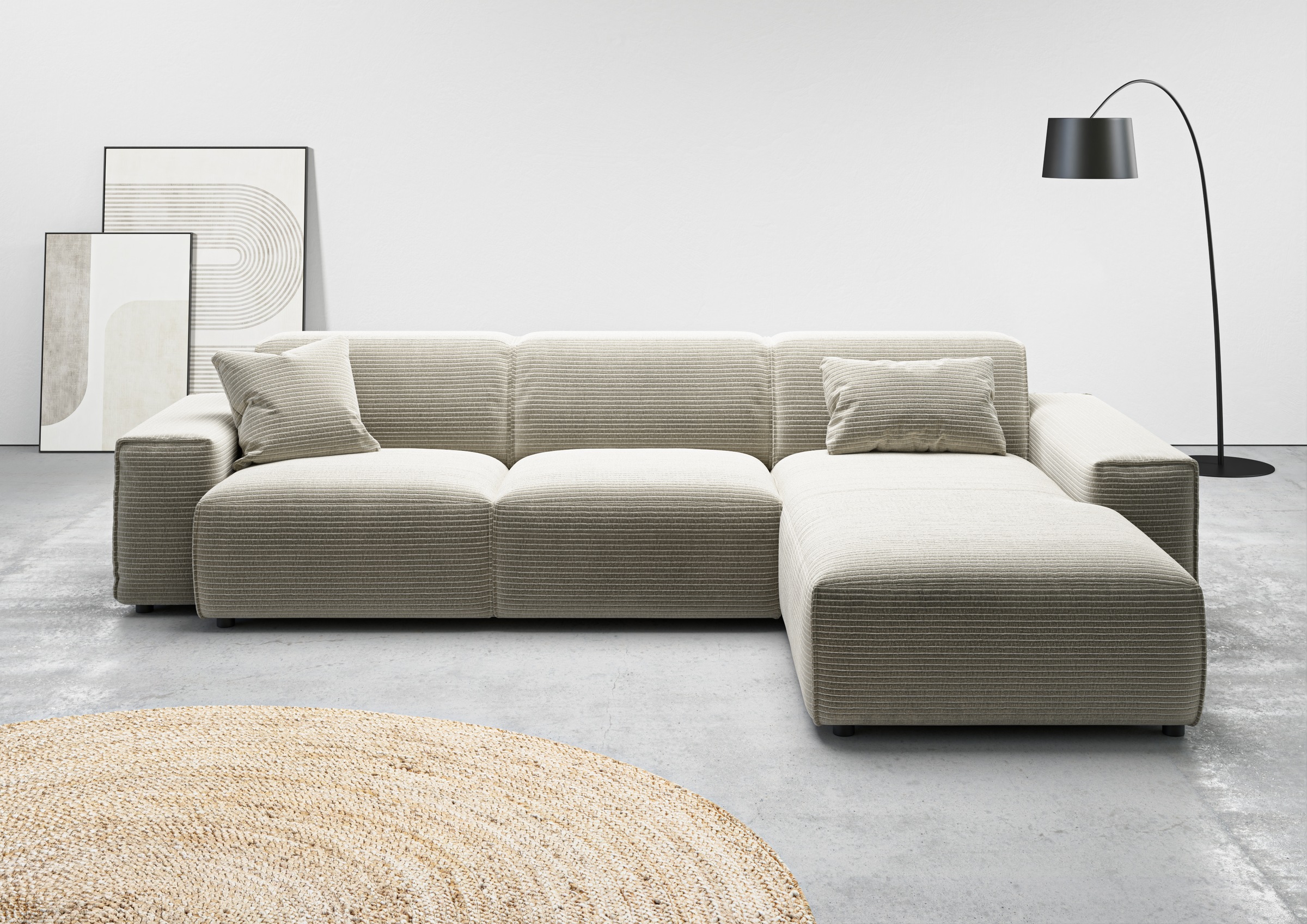 andas Ecksofa »Glimminge auch in Breitcord, Feincord, Bouclé + Easy care-Bezug«, L-Form, Breite 294, Zierkissen