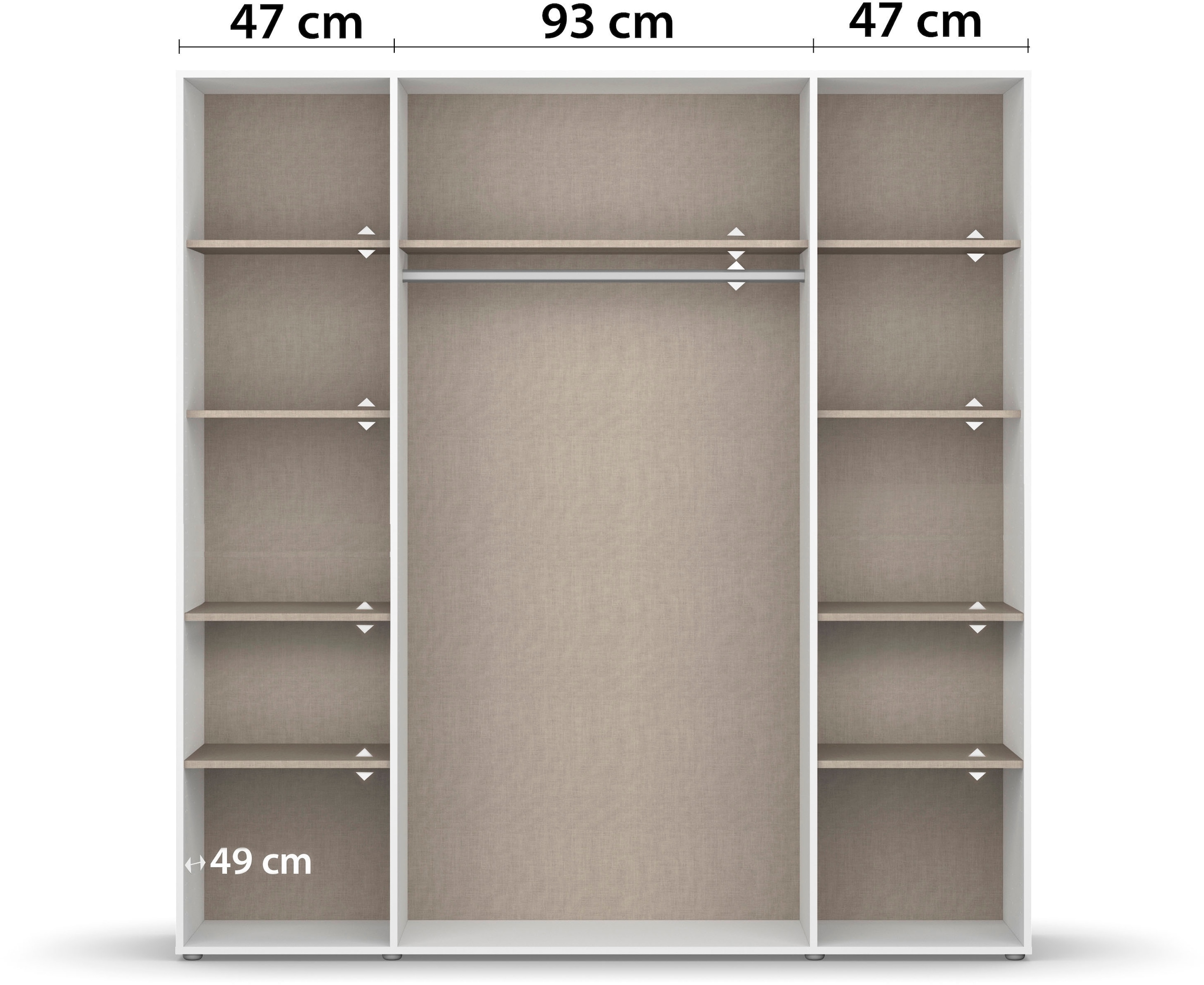 rauch Drehtürenschrank »Kleiderschrank Schrank Garderobe Wäscheschrank VOYAGER«, (in 3 verschiedenen Ausstattungen BASIC/CLASSIC/PREMIUM), mit modernen Griffen in Graumetallic und Spiegel