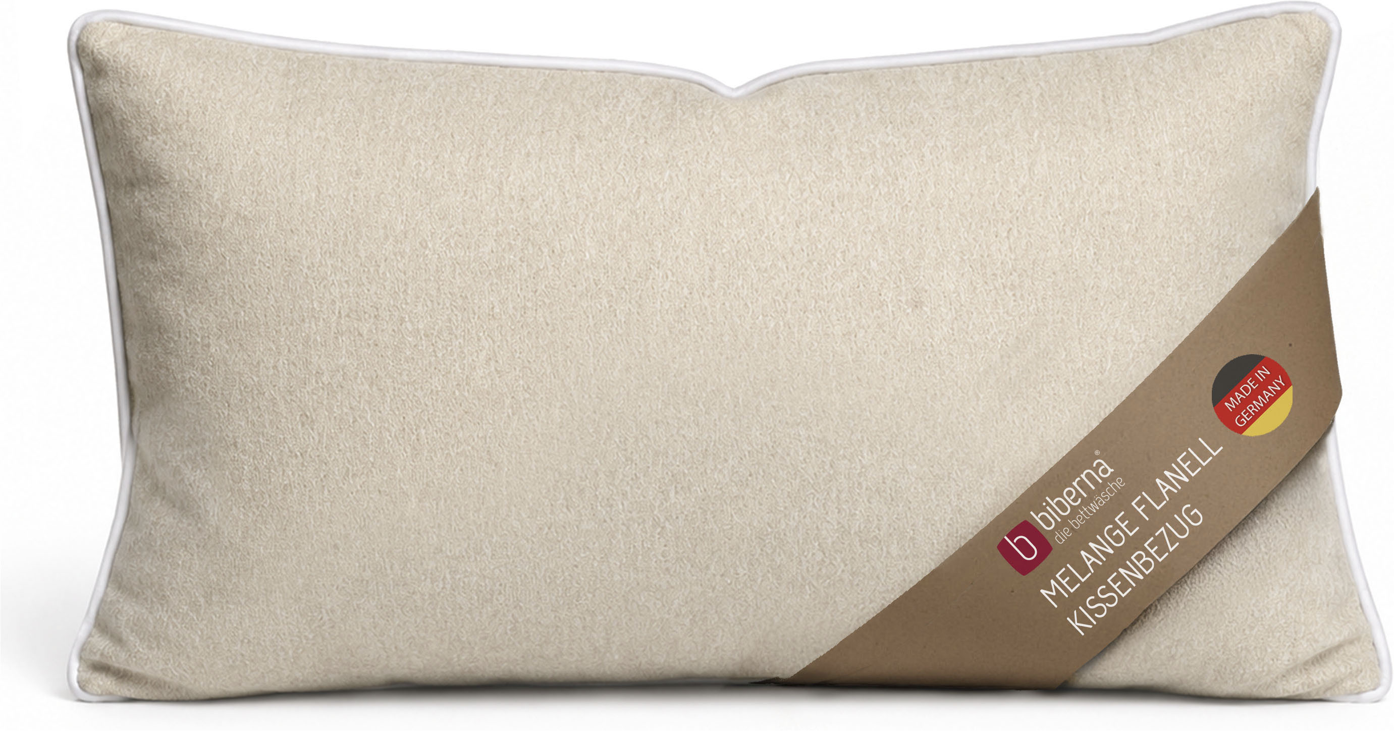 Biberna Kissenbezug "0840500 HERMAL Premium Biber Melange-Flanell 100% Baumwolle" Kissenhülle, wärmend & weich, Reißverschluss, Satinpaspel
